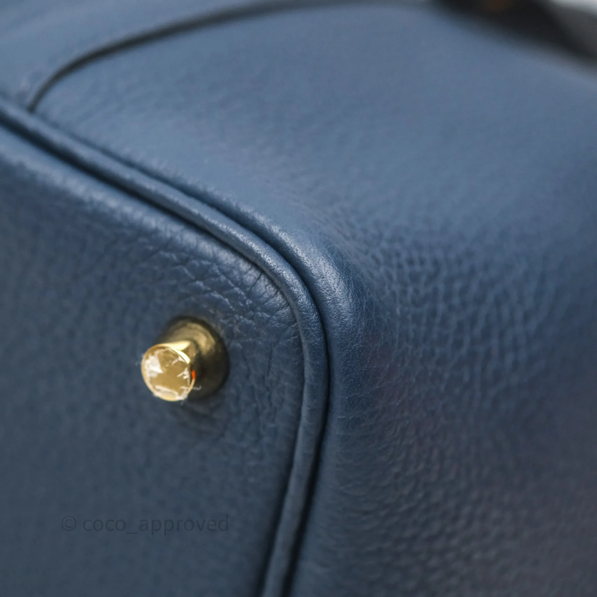 Herms Picotin Lock 18 Bleu de Prusse 7P Clemence Gold Hardware