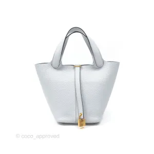 Herms Picotin Lock 18 Bleu Pale 08 Clemence Gold Hardware