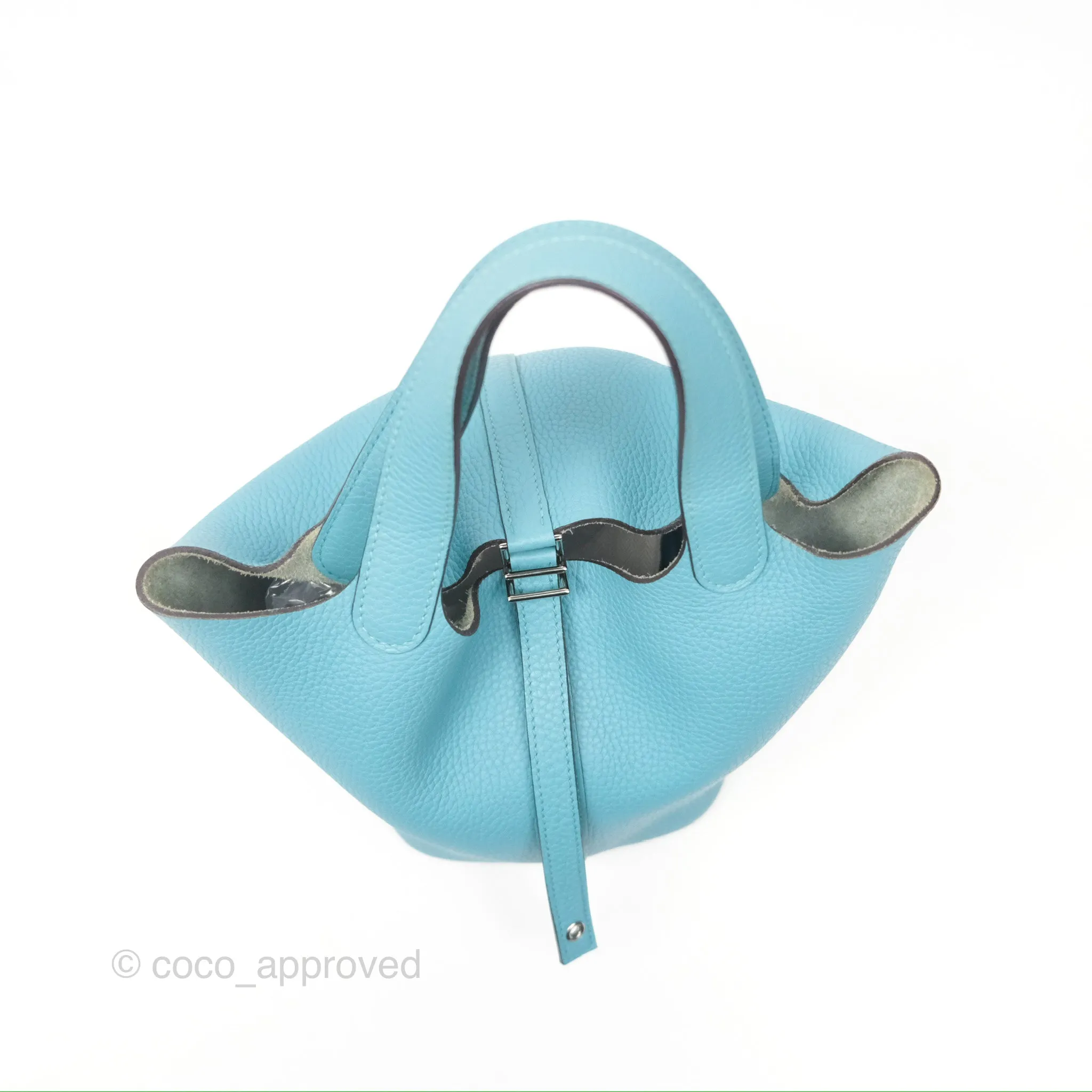 Herms Picotin Lock 18 Bleu Saint Cyr 3Z Clemence Palladium Hardware