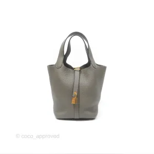 Herms Picotin Lock 18 Gris Meyer 0L Clemence Gold Hardware