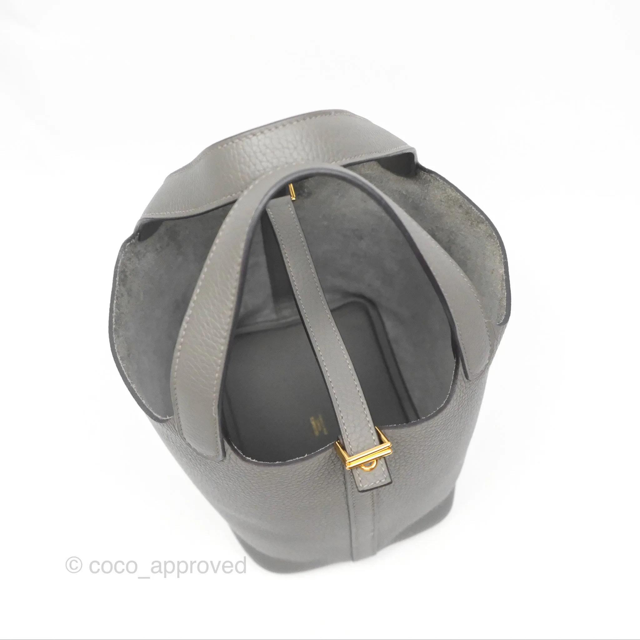 Herms Picotin Lock 18 Gris Meyer 0L Clemence Gold Hardware