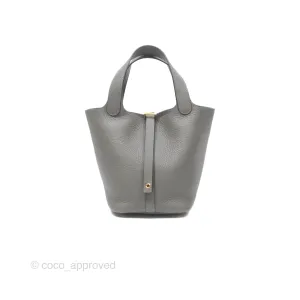 Herms Picotin Lock 18 Gris Meyer 0L Clemence Gold Hardware