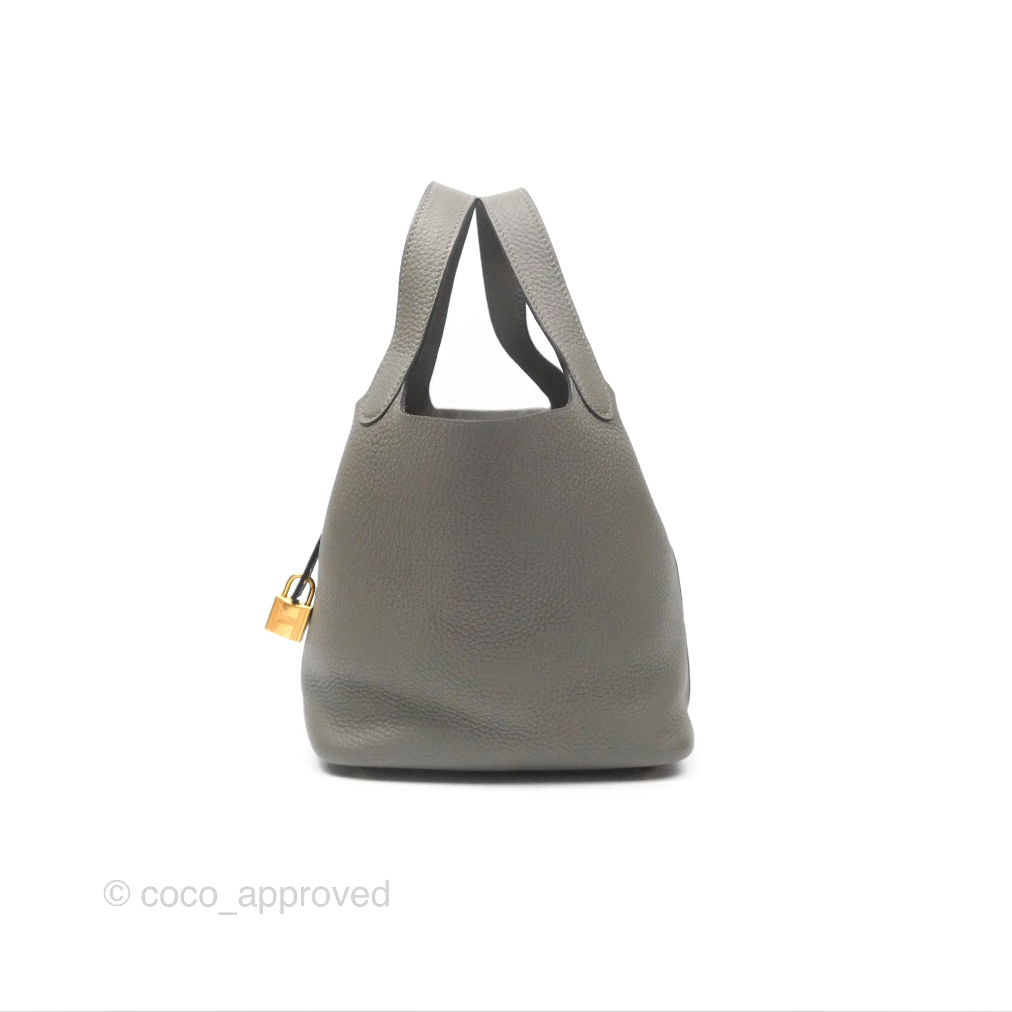 Herms Picotin Lock 18 Gris Meyer 0L Clemence Gold Hardware