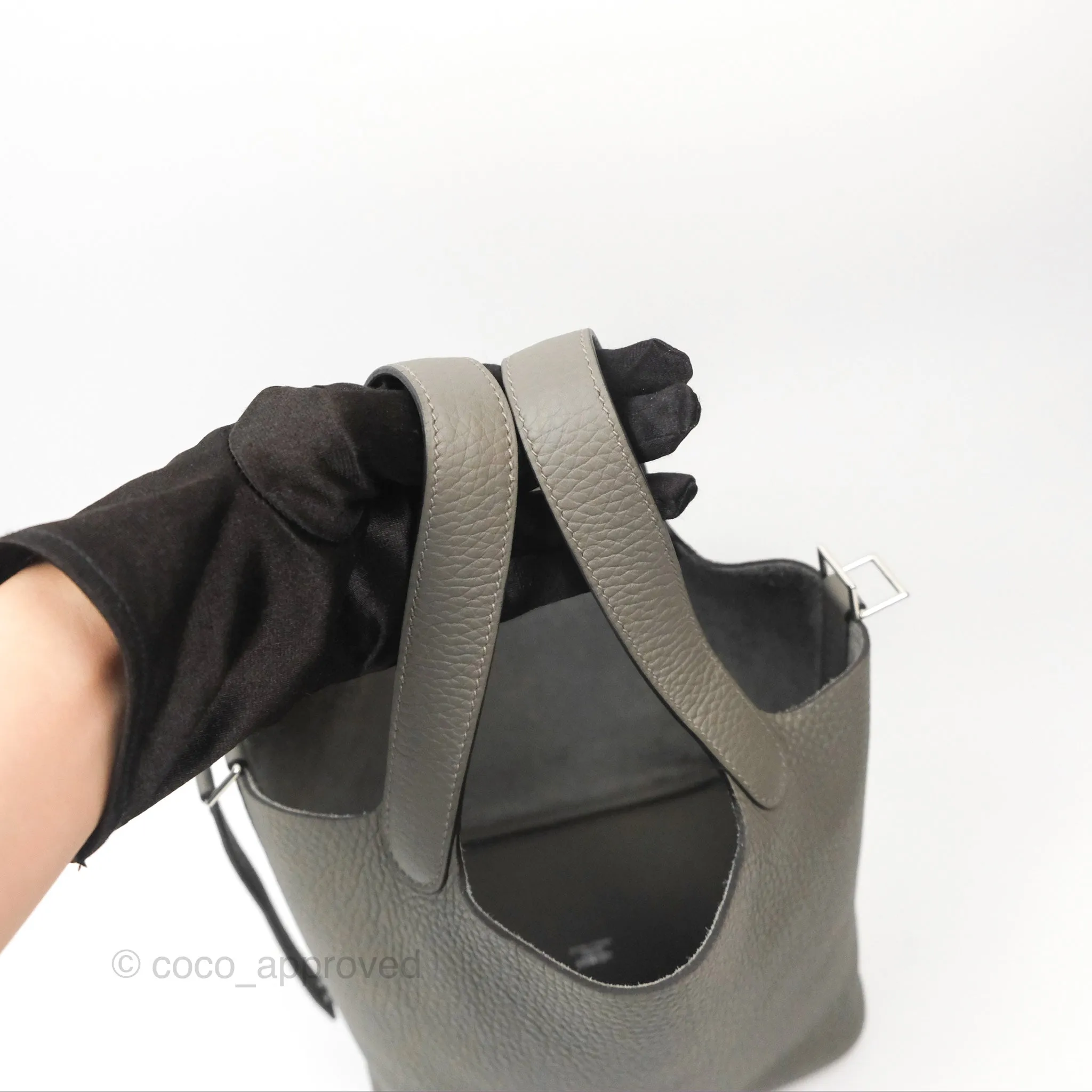 Herms Picotin Lock 18 Gris Meyer 0L Clemence Palladium Hardware