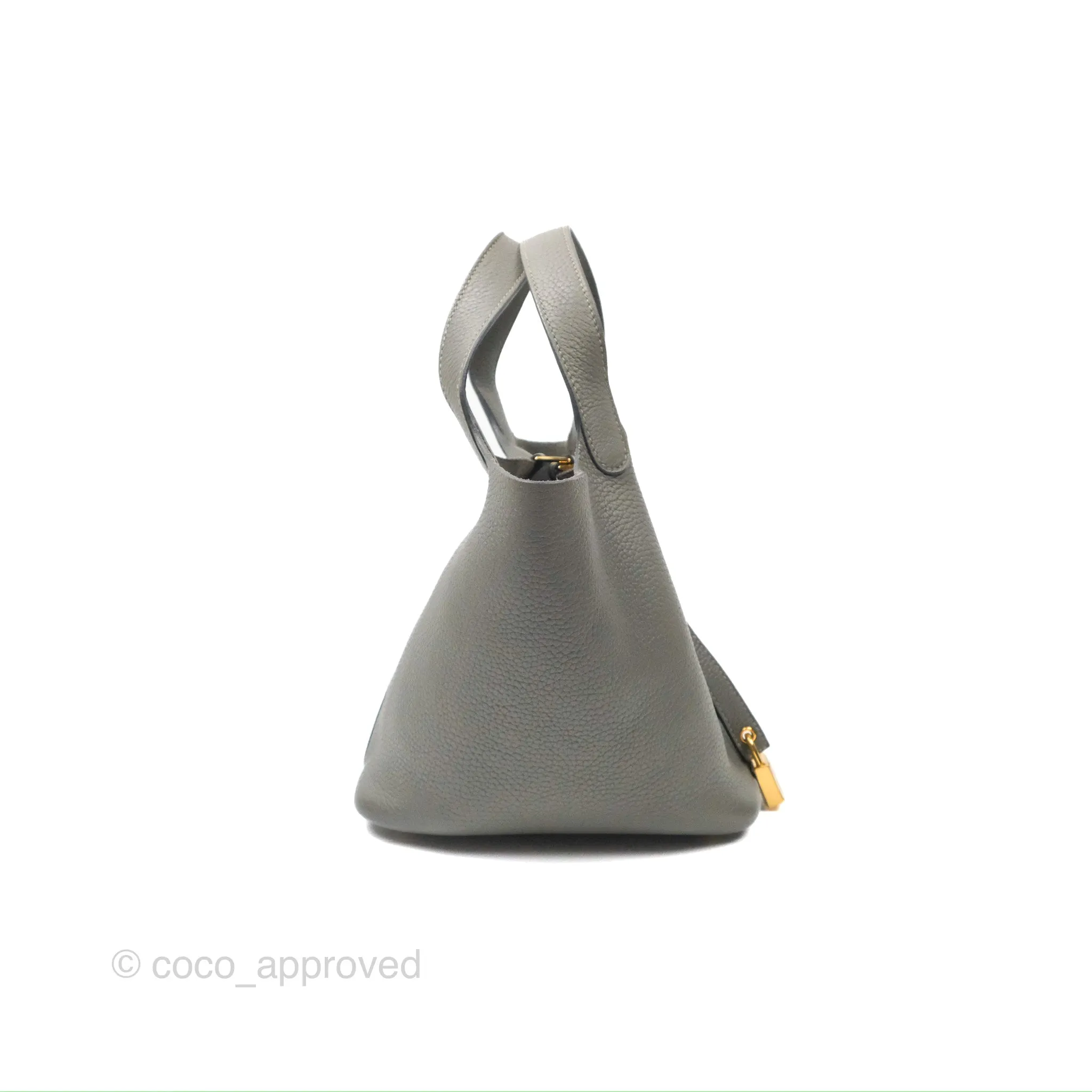 Herms Picotin Lock 18 Gris Meyer 0L Taurillon Clemence Gold Hardware