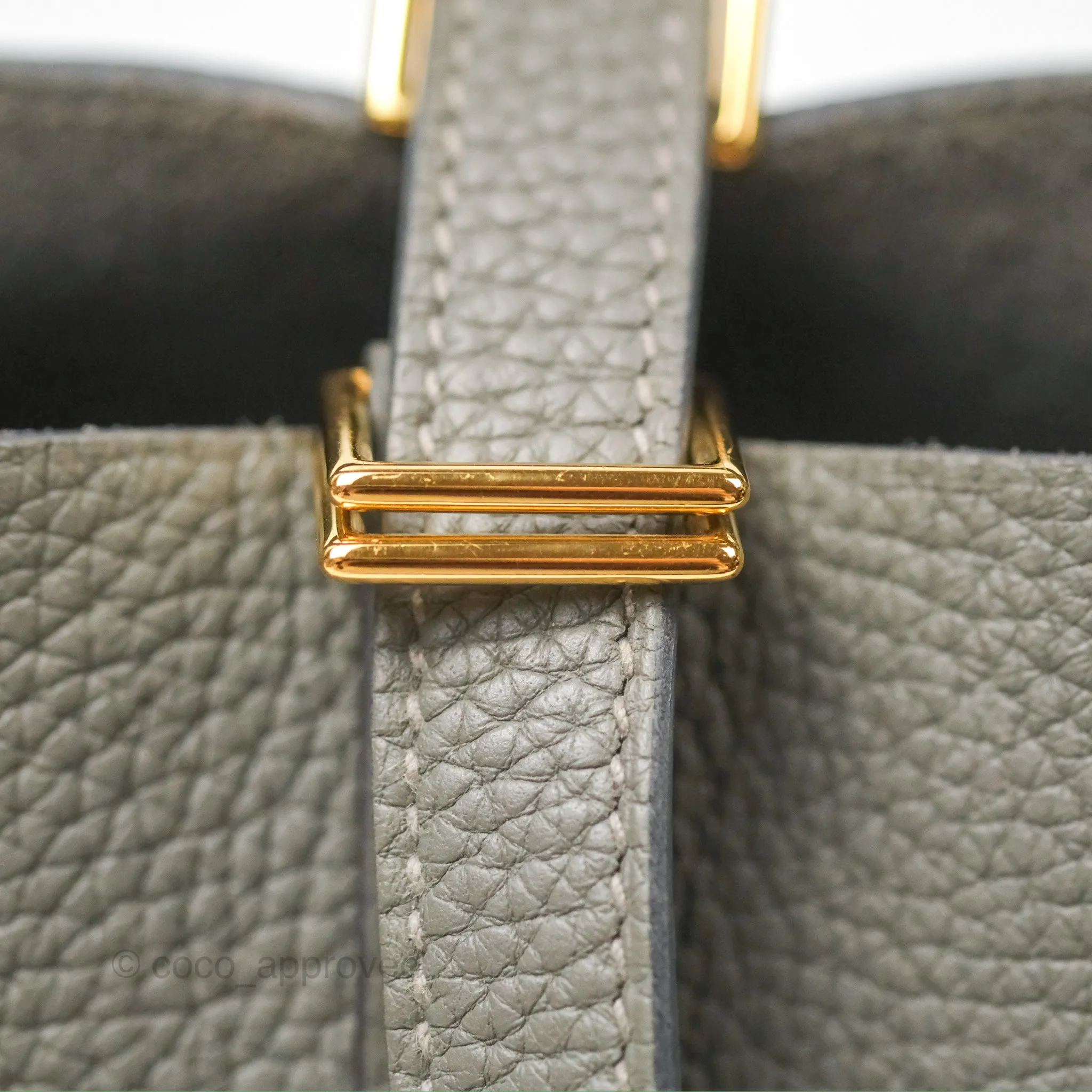 Herms Picotin Lock 18 Gris Meyer 0L Taurillon Clemence Gold Hardware