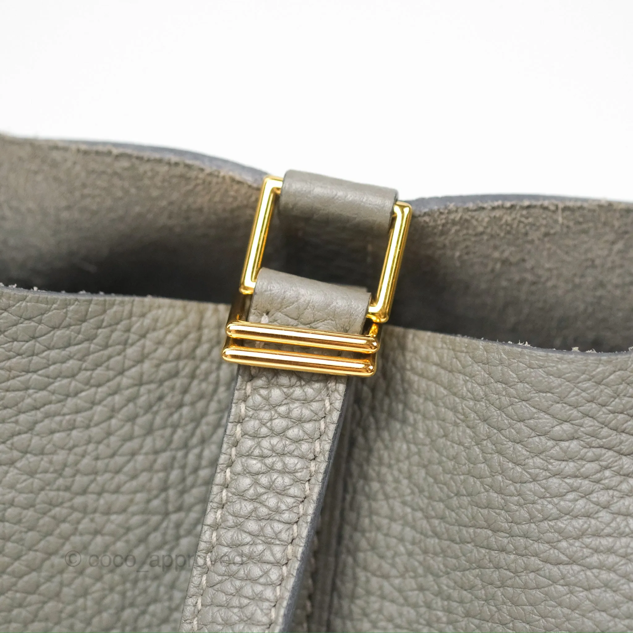Herms Picotin Lock 18 Gris Meyer 0L Taurillon Clemence Gold Hardware