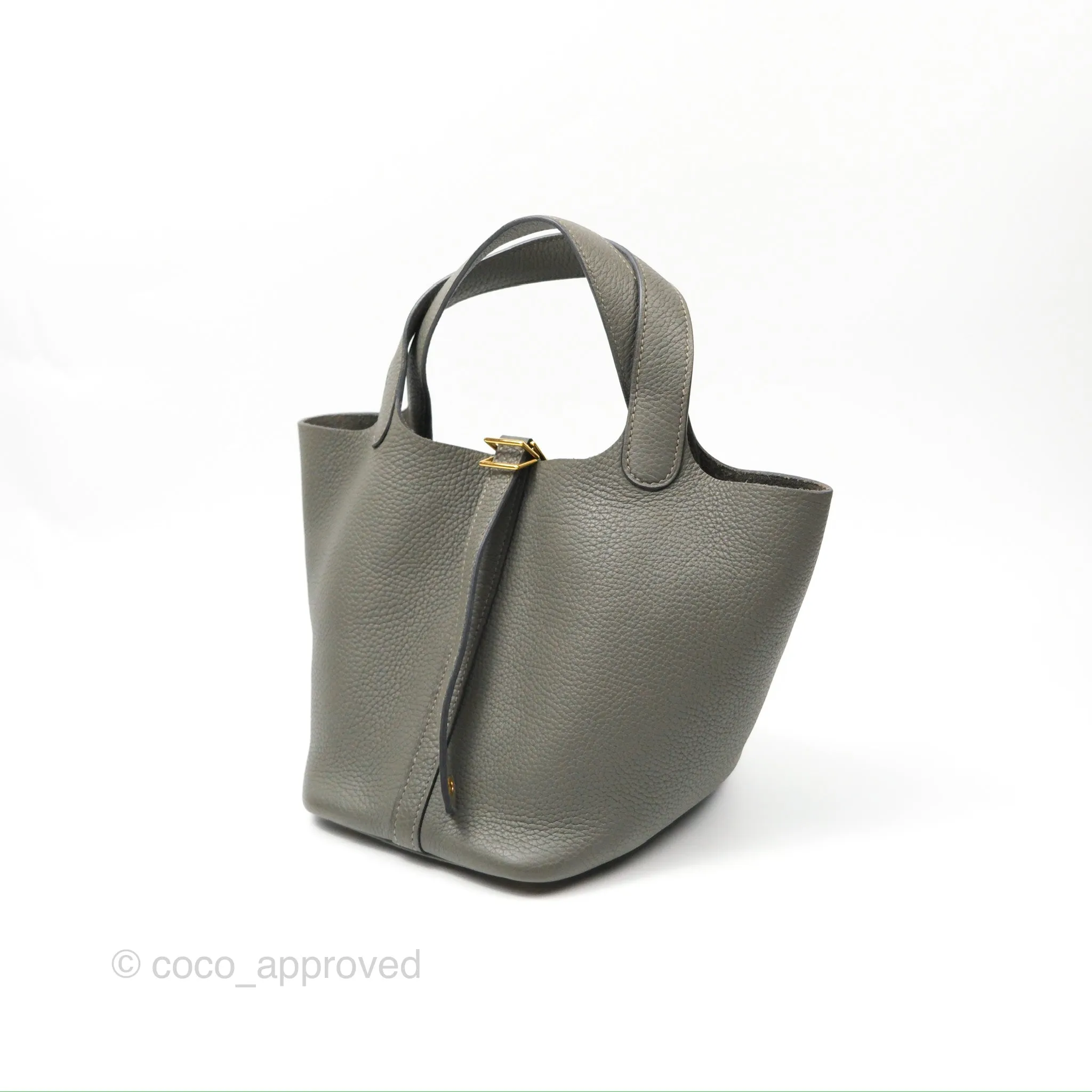 Herms Picotin Lock 18 Gris Meyer 0L Taurillon Clemence Gold Hardware
