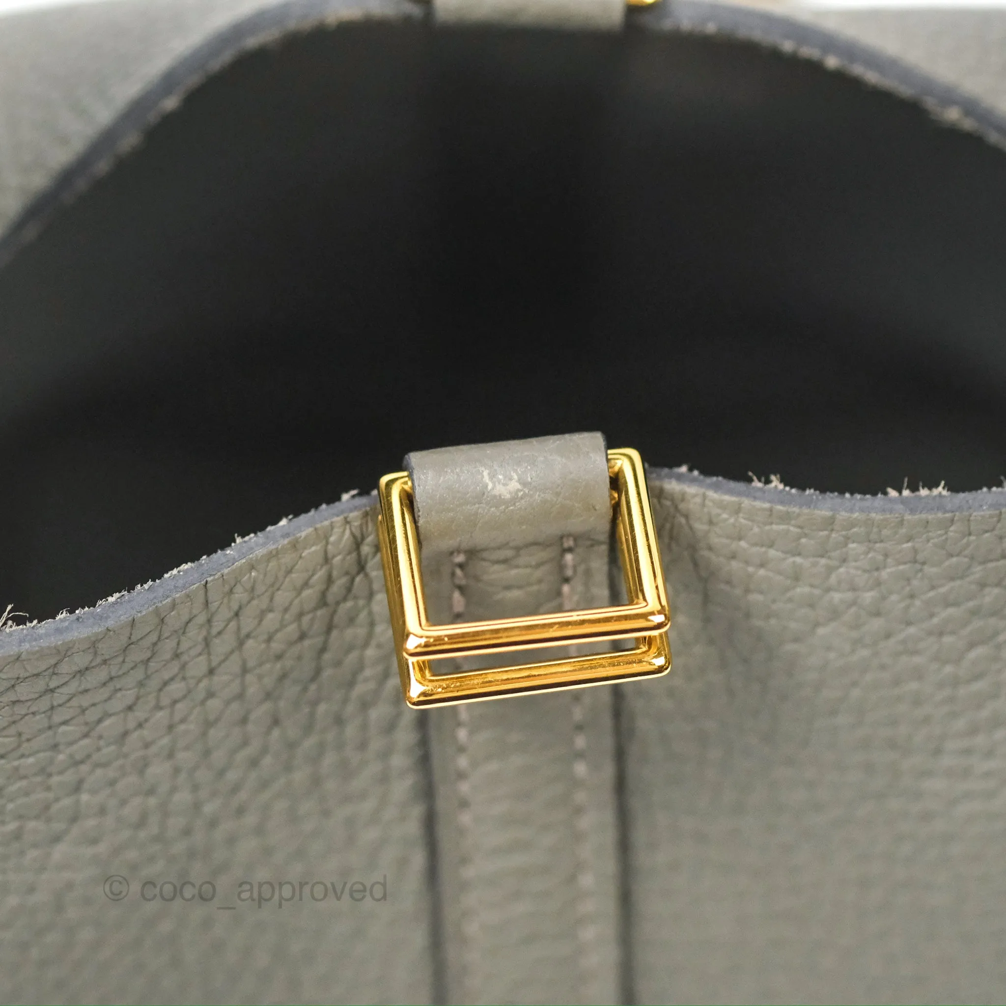 Herms Picotin Lock 18 Gris Meyer 0L Taurillon Clemence Gold Hardware