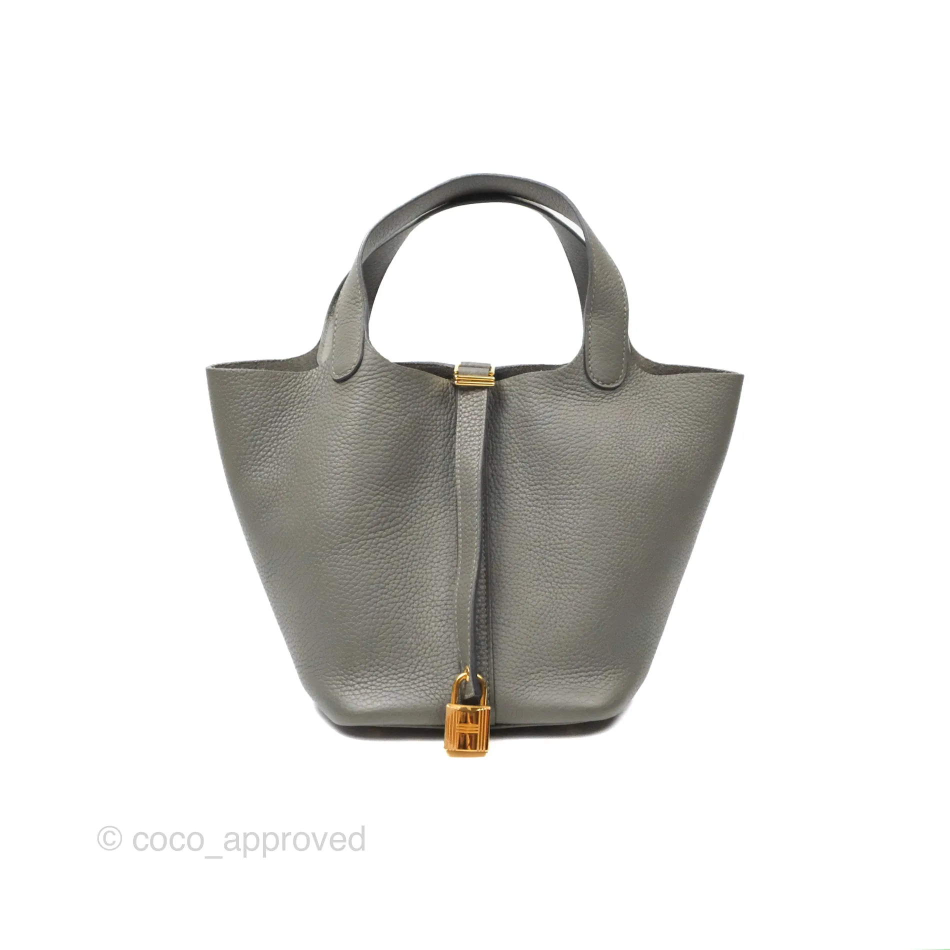 Herms Picotin Lock 18 Gris Meyer 0L Taurillon Clemence Gold Hardware