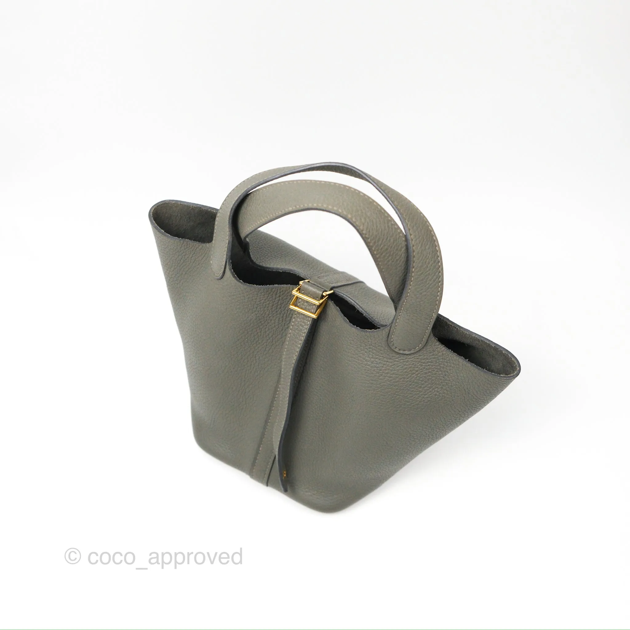 Herms Picotin Lock 18 Gris Meyer 0L Taurillon Clemence Gold Hardware