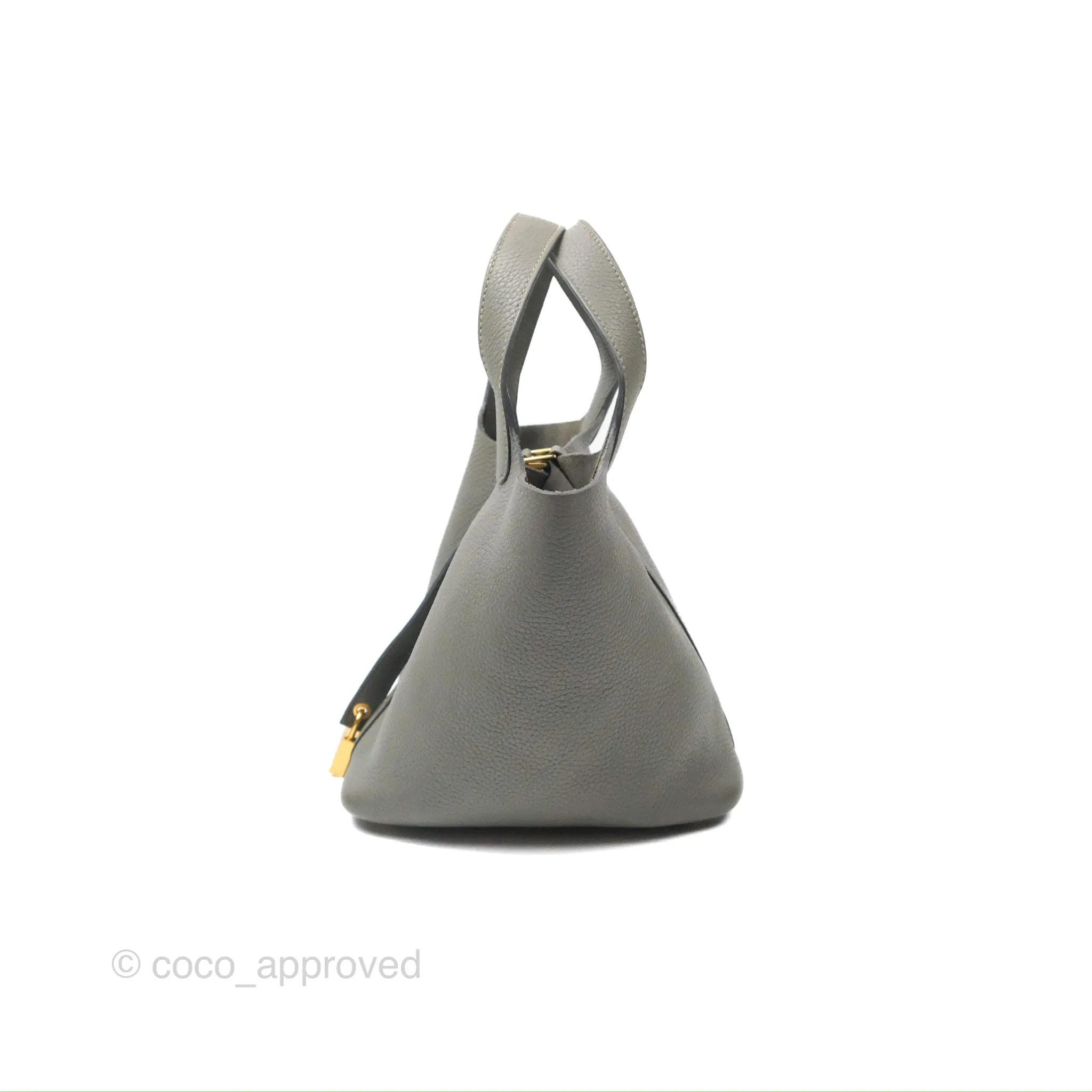Herms Picotin Lock 18 Gris Meyer 0L Taurillon Clemence Gold Hardware