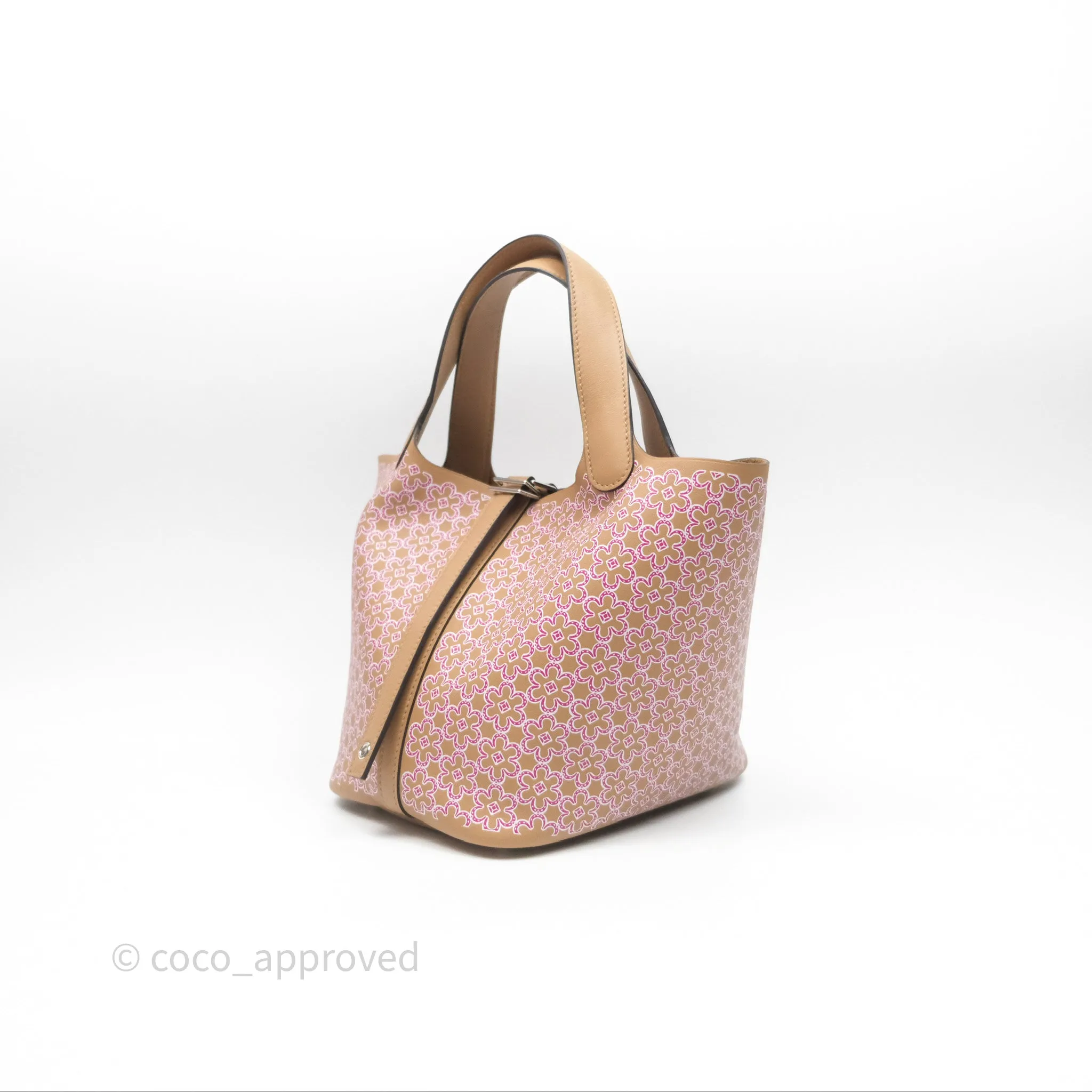 Herms Picotin Lock 18 Lucky Daisy Chai 0M/ Rose 5T Swift Palladium Hardware