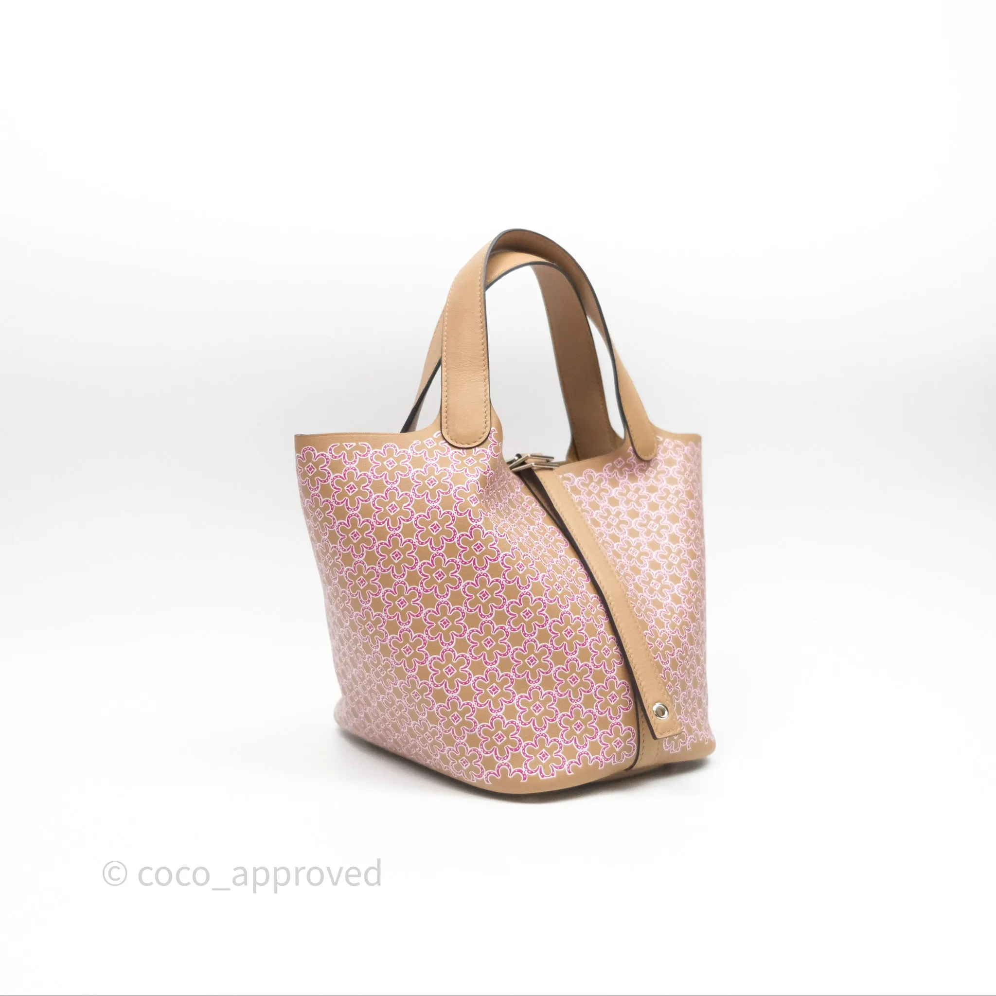 Herms Picotin Lock 18 Lucky Daisy Chai 0M/ Rose 5T Swift Palladium Hardware