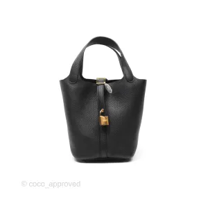 Herms Picotin Lock 18 Noir 89 Taurillon Clemence Gold Hardware