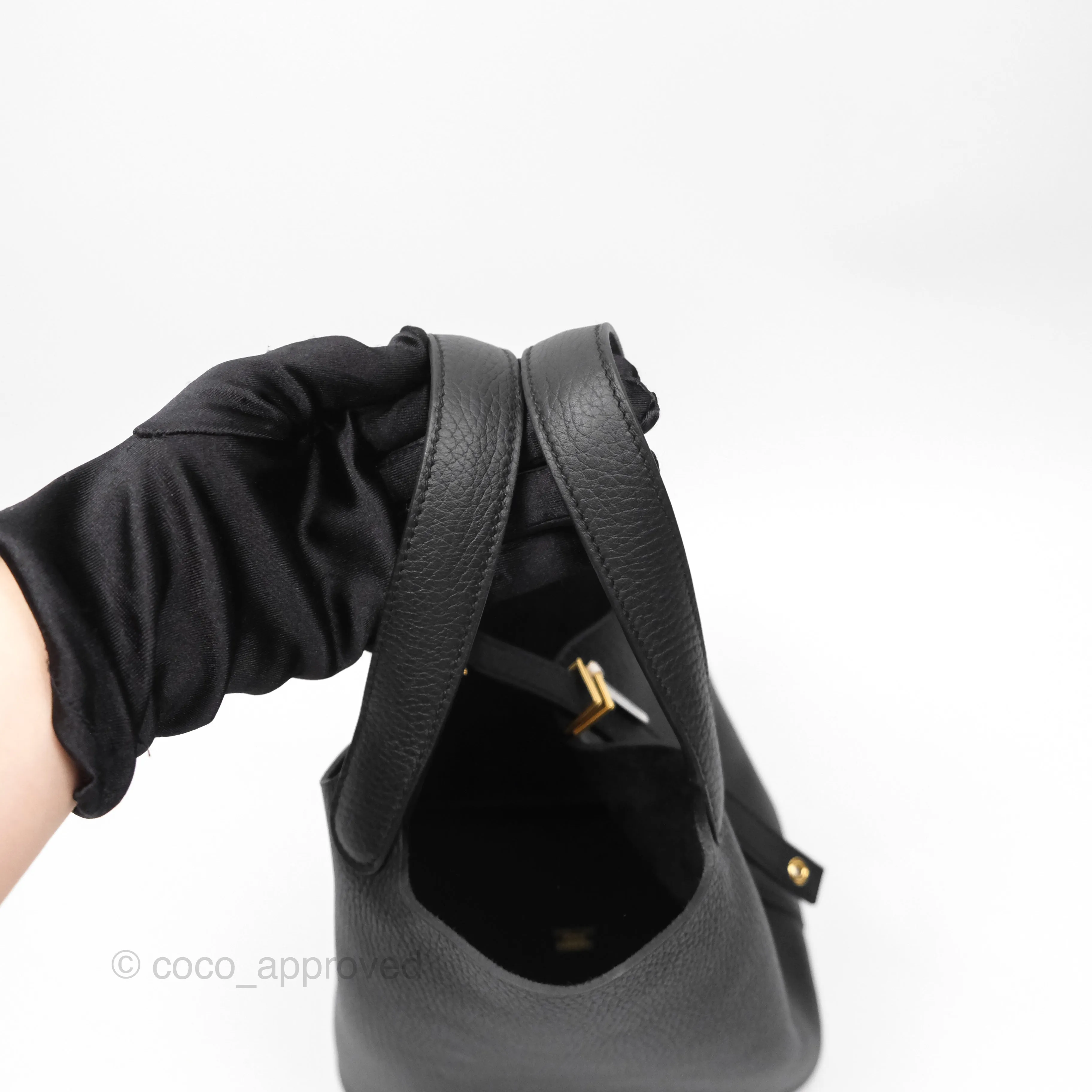 Herms Picotin Lock 18 Noir 89 Taurillon Clemence Gold Hardware