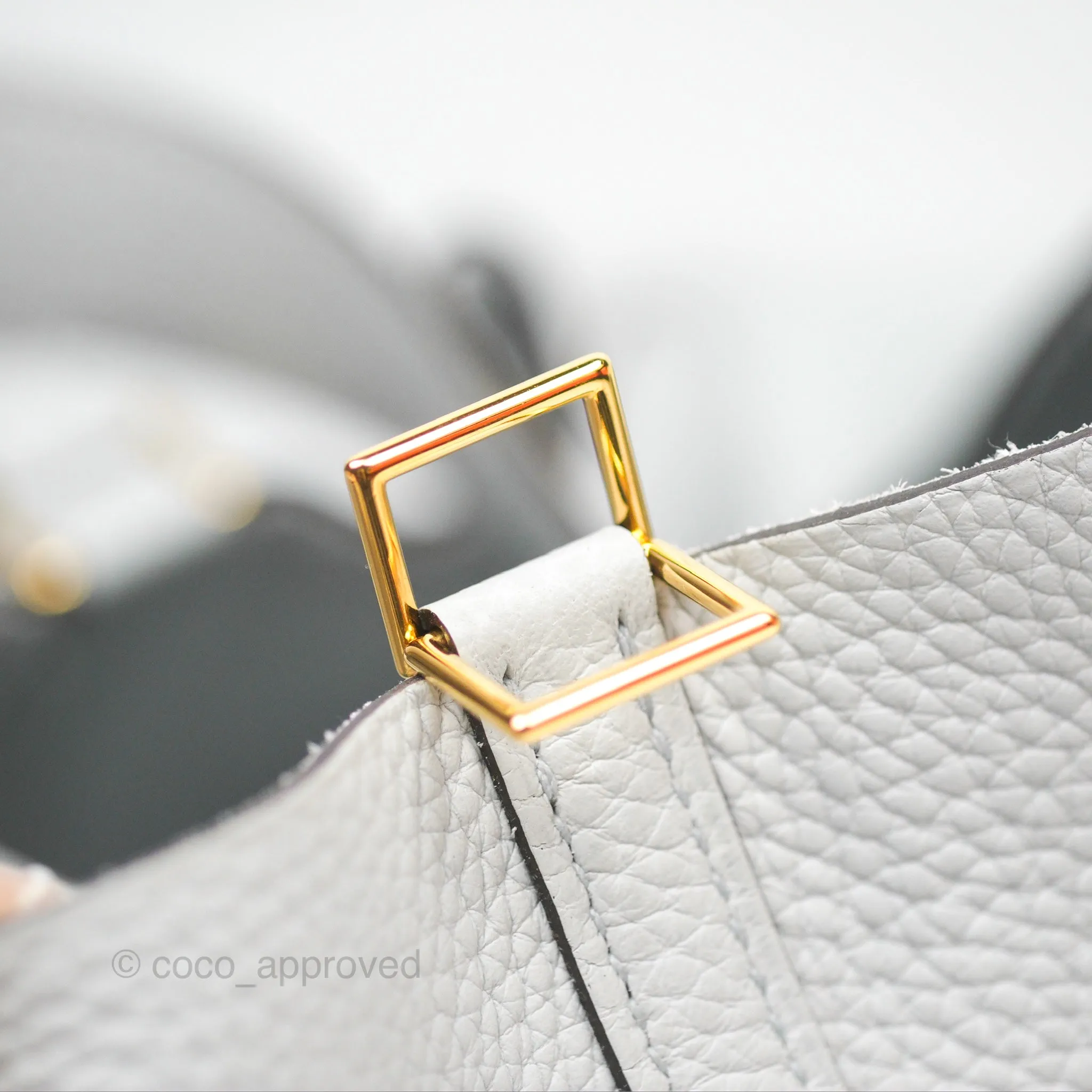 Herms Picotin Lock 22 Bleu Pale Clemence Gold Hardware