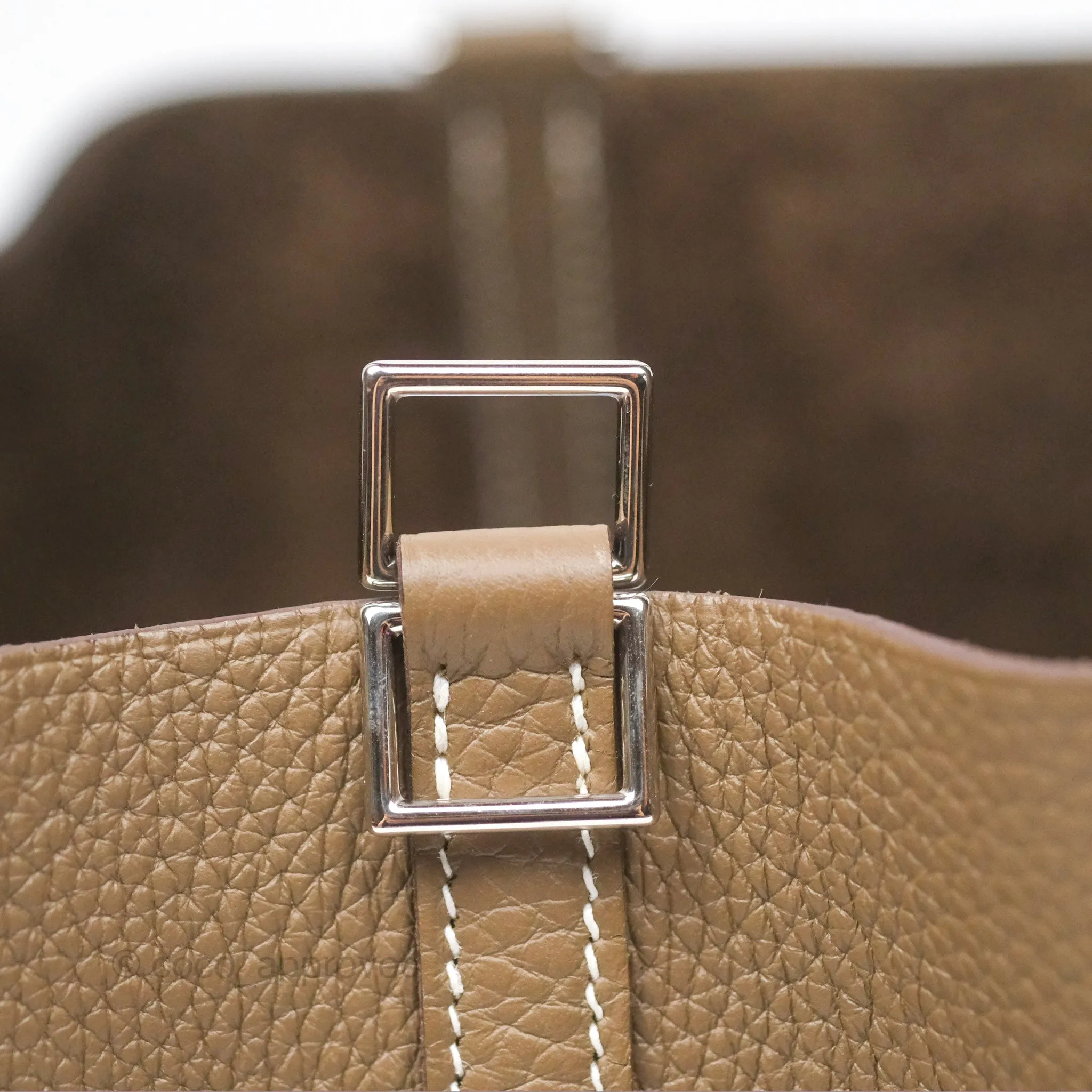 Herms Picotin Lock 22 Etoupe Clemence Palladium Hardware