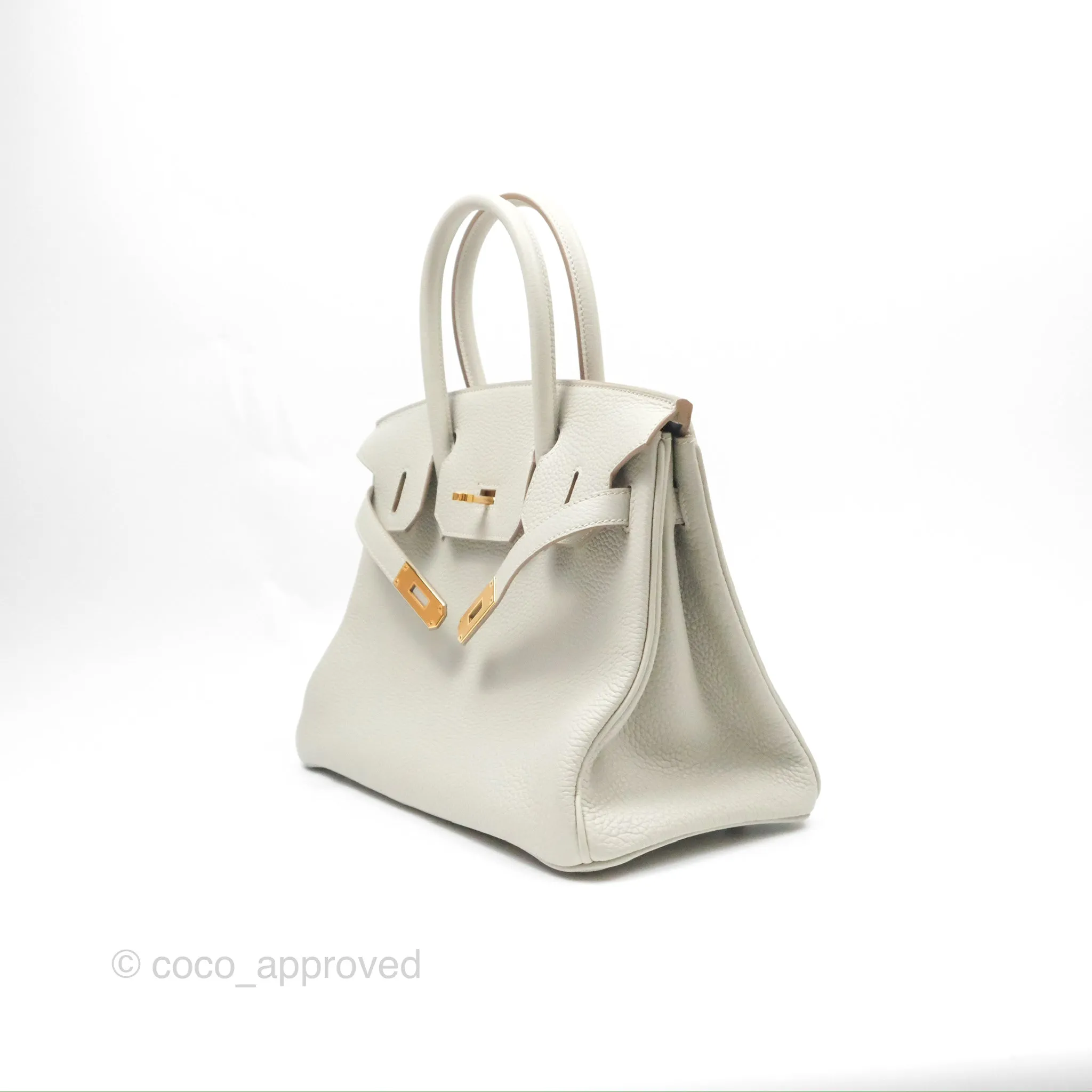 Herms Retourne Birkin 30 Gris Perle 80 Togo Gold Hardware