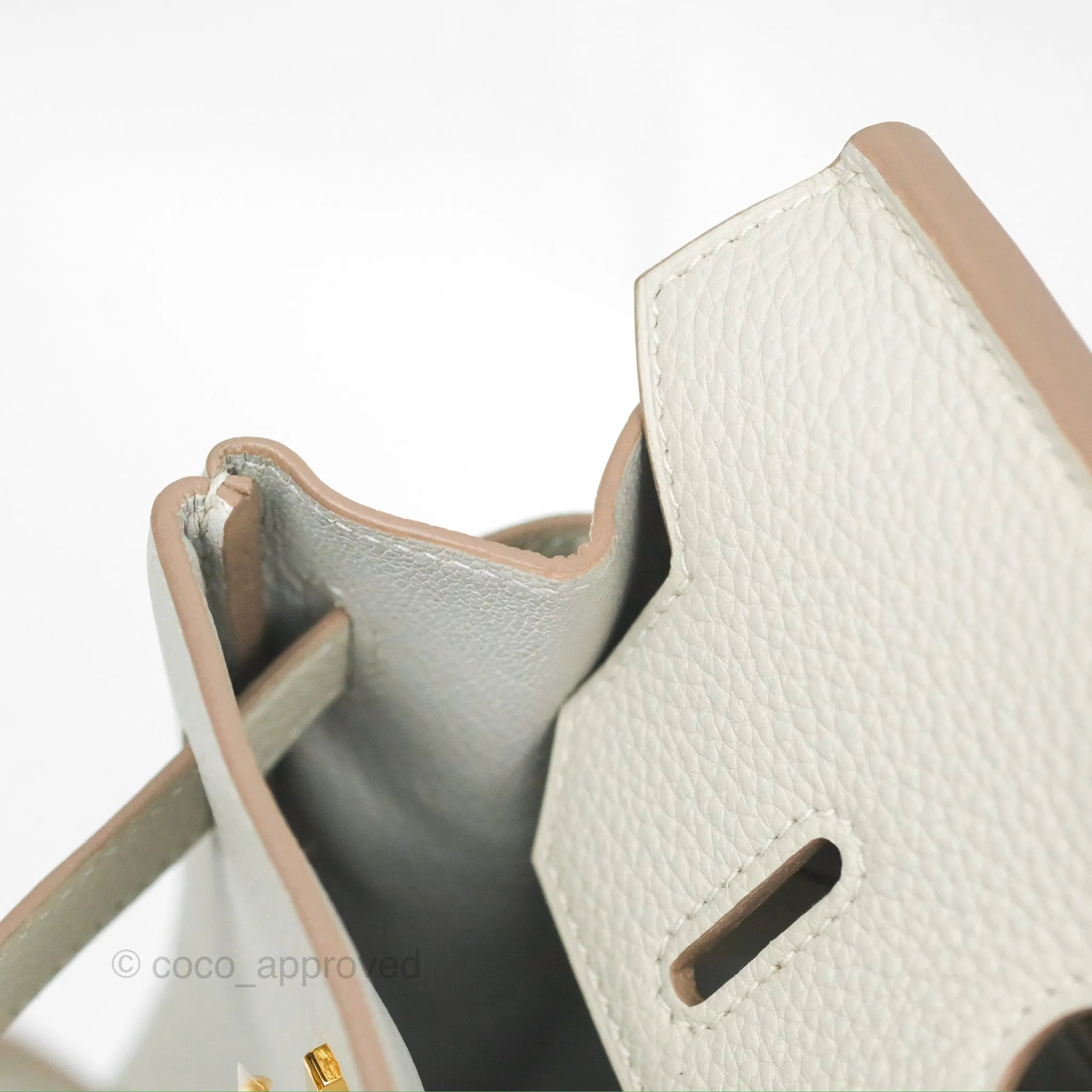 Herms Retourne Birkin 30 Gris Perle 80 Togo Gold Hardware