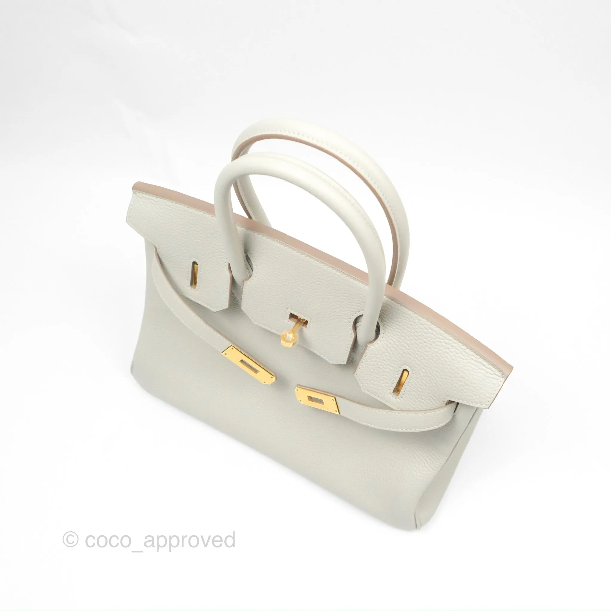 Herms Retourne Birkin 30 Gris Perle 80 Togo Gold Hardware