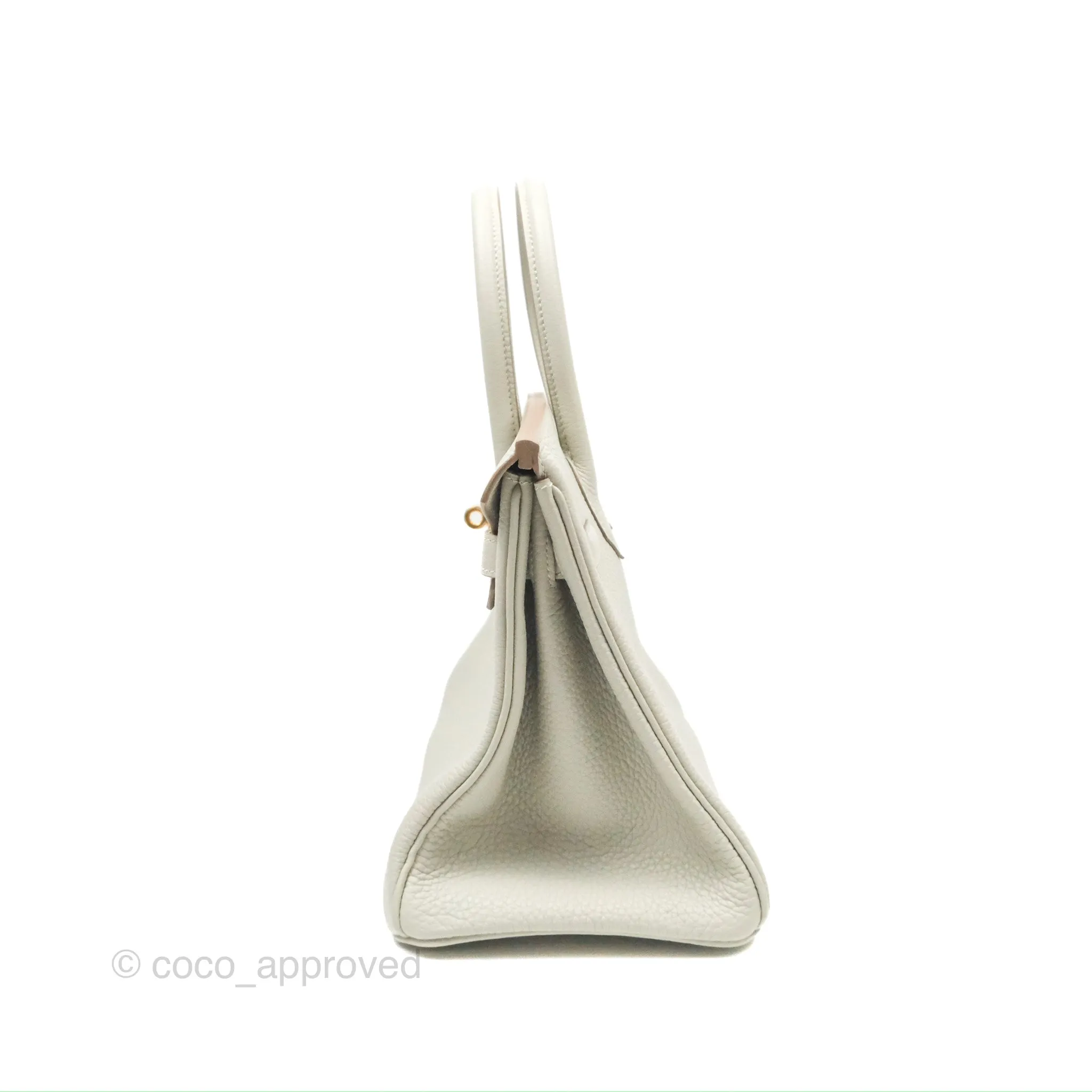 Herms Retourne Birkin 30 Gris Perle 80 Togo Gold Hardware