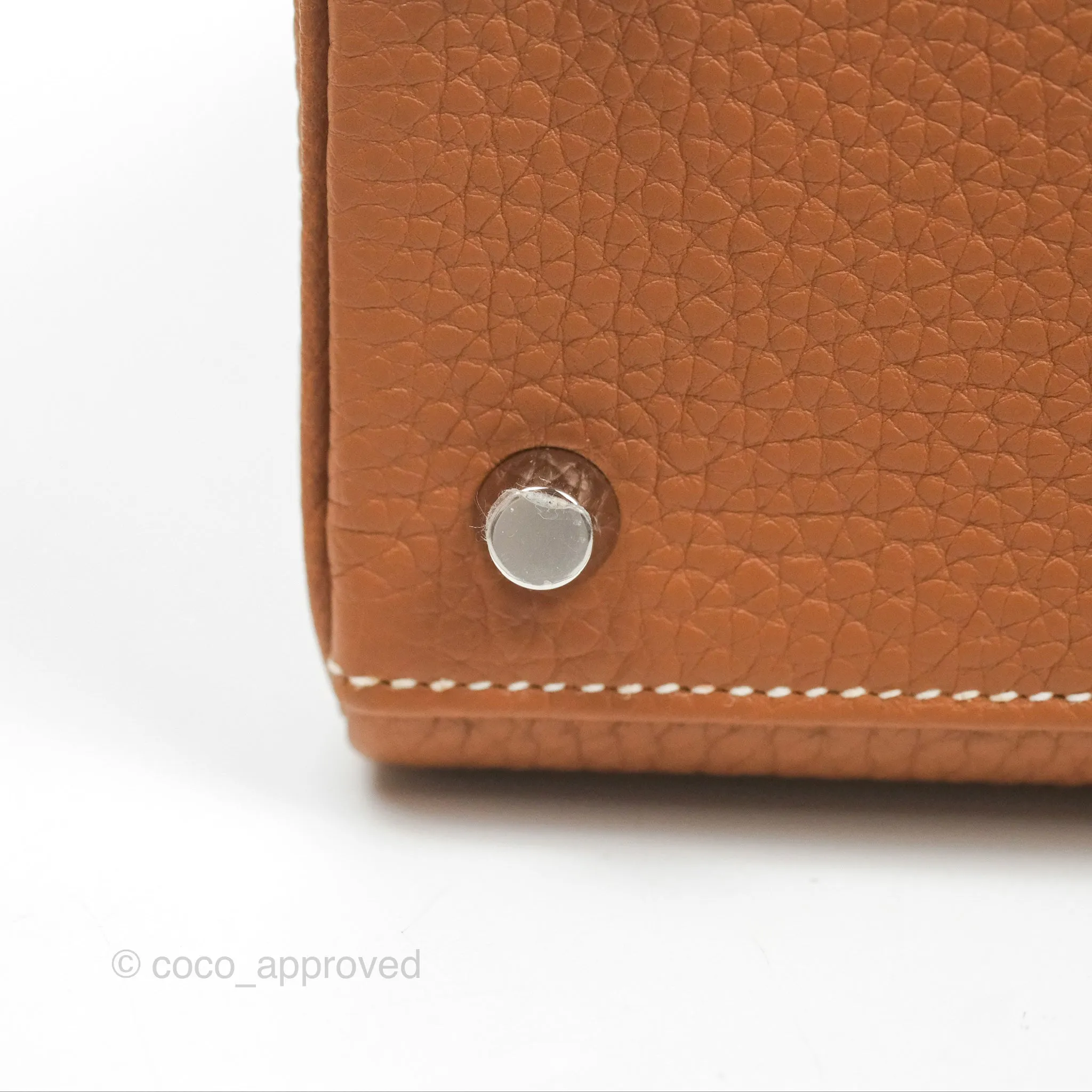 Herms Retourne Kelly 25 Gold Togo Palladium Hardware