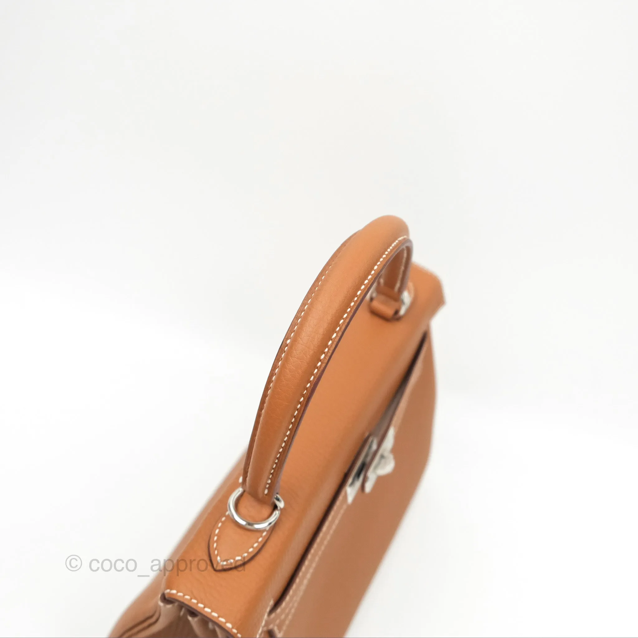 Herms Retourne Kelly 25 Gold Togo Palladium Hardware