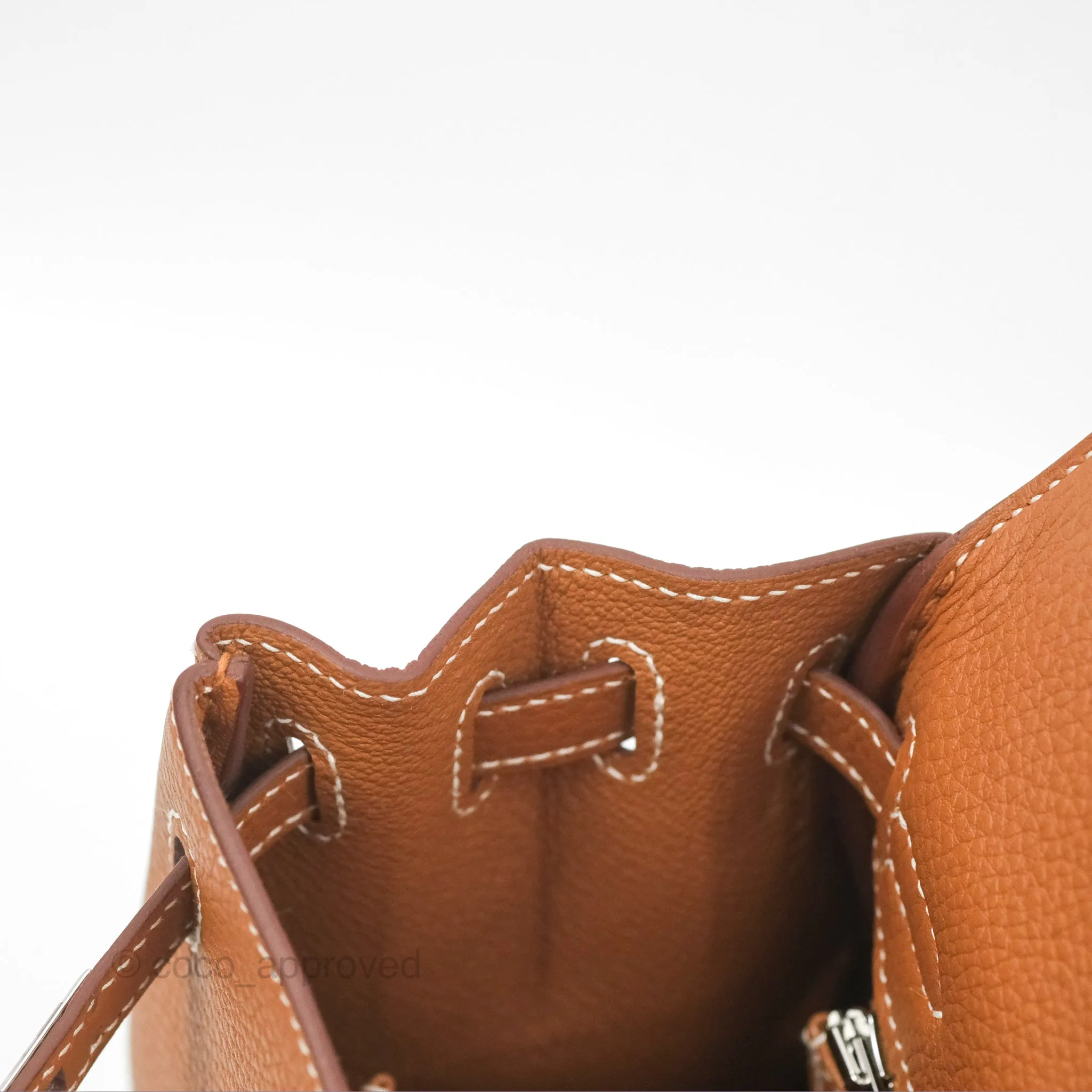 Herms Retourne Kelly 25 Gold Togo Palladium Hardware