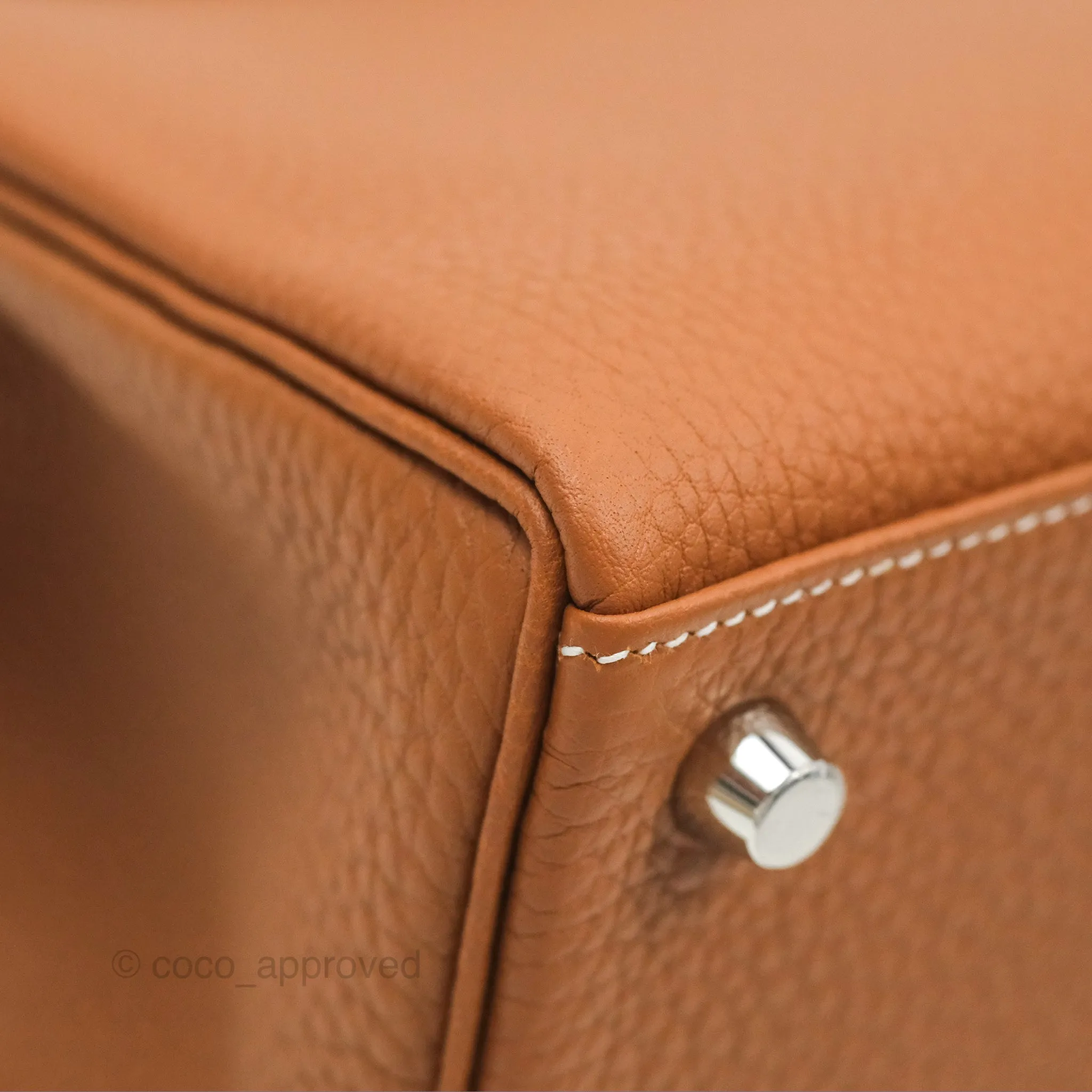 Herms Retourne Kelly 25 Gold Togo Palladium Hardware