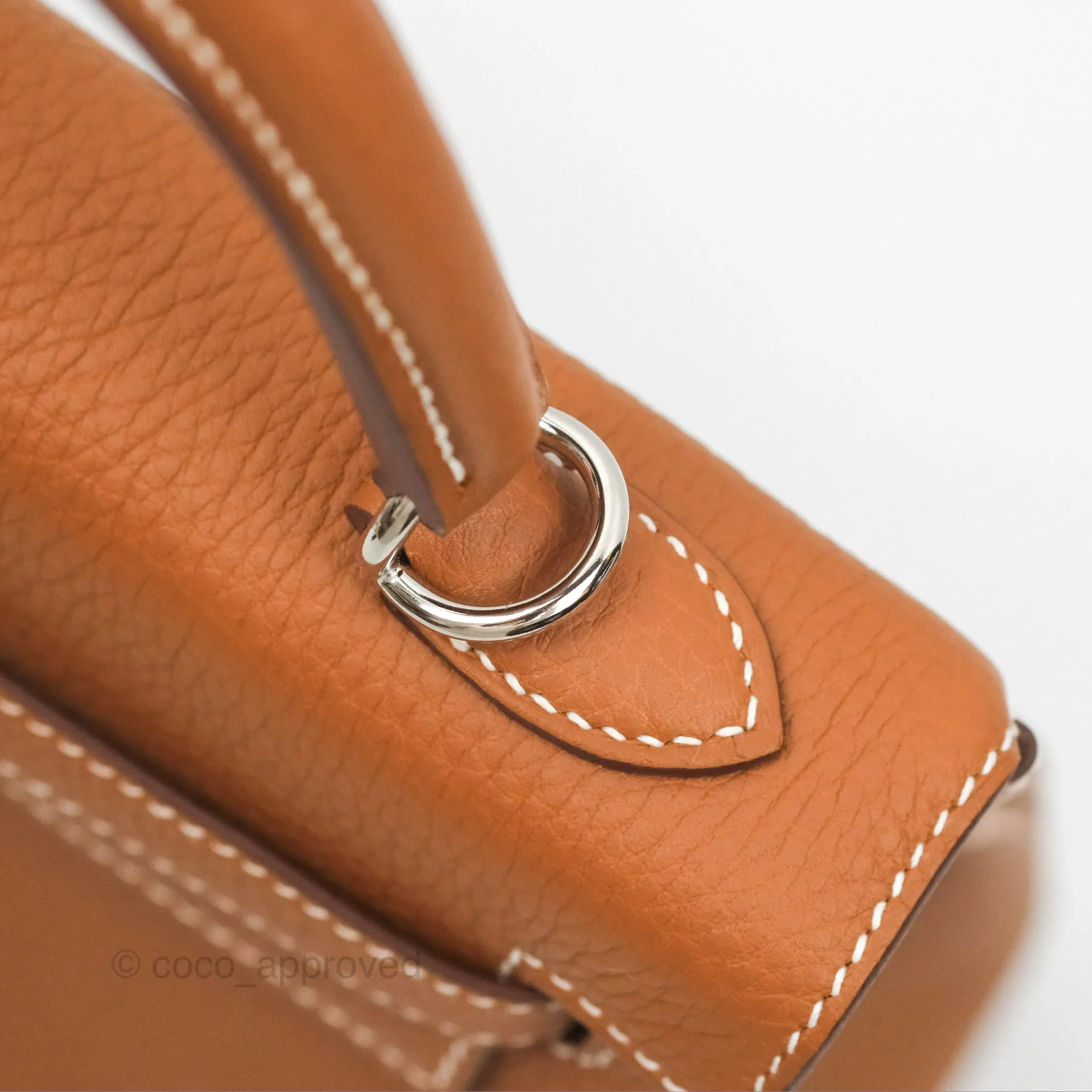Herms Retourne Kelly 25 Gold Togo Palladium Hardware