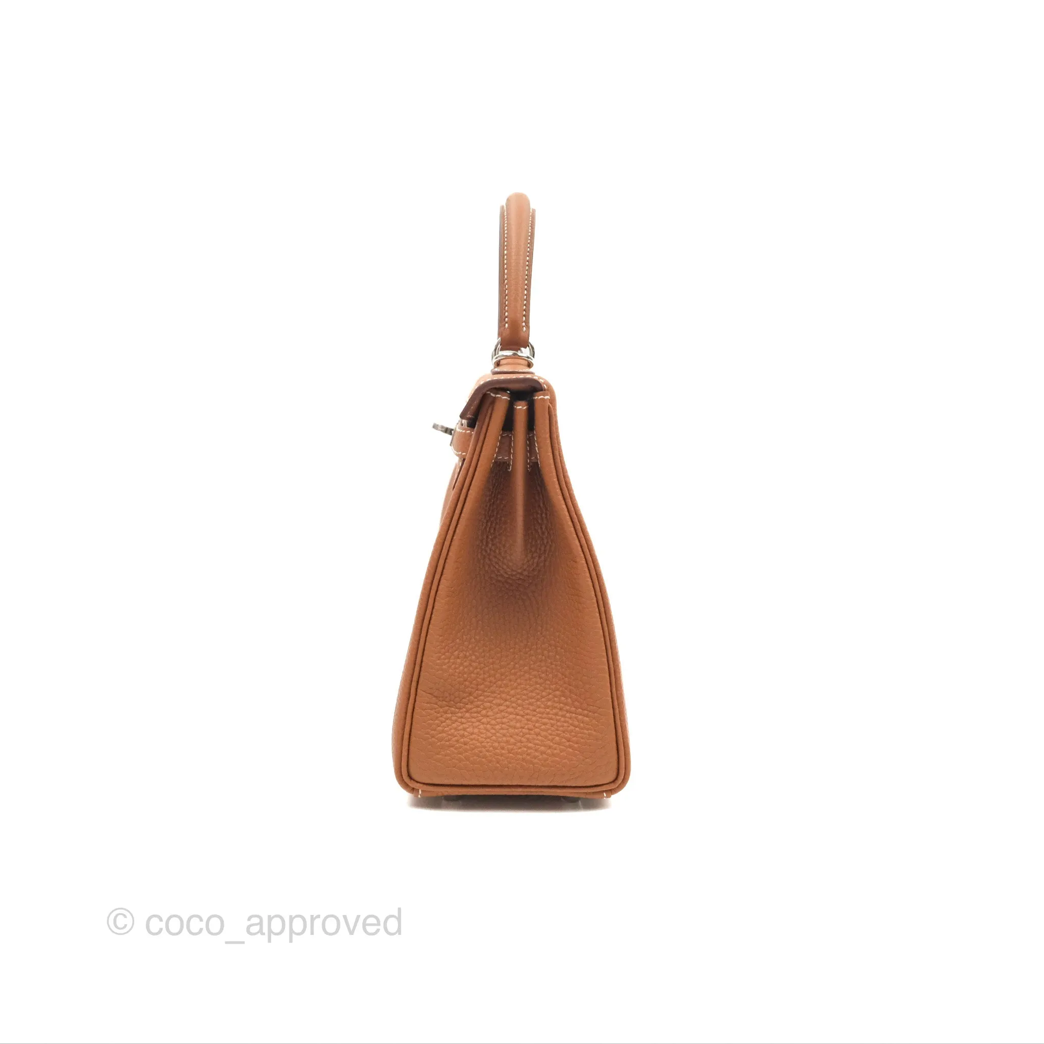 Herms Retourne Kelly 25 Gold Togo Palladium Hardware