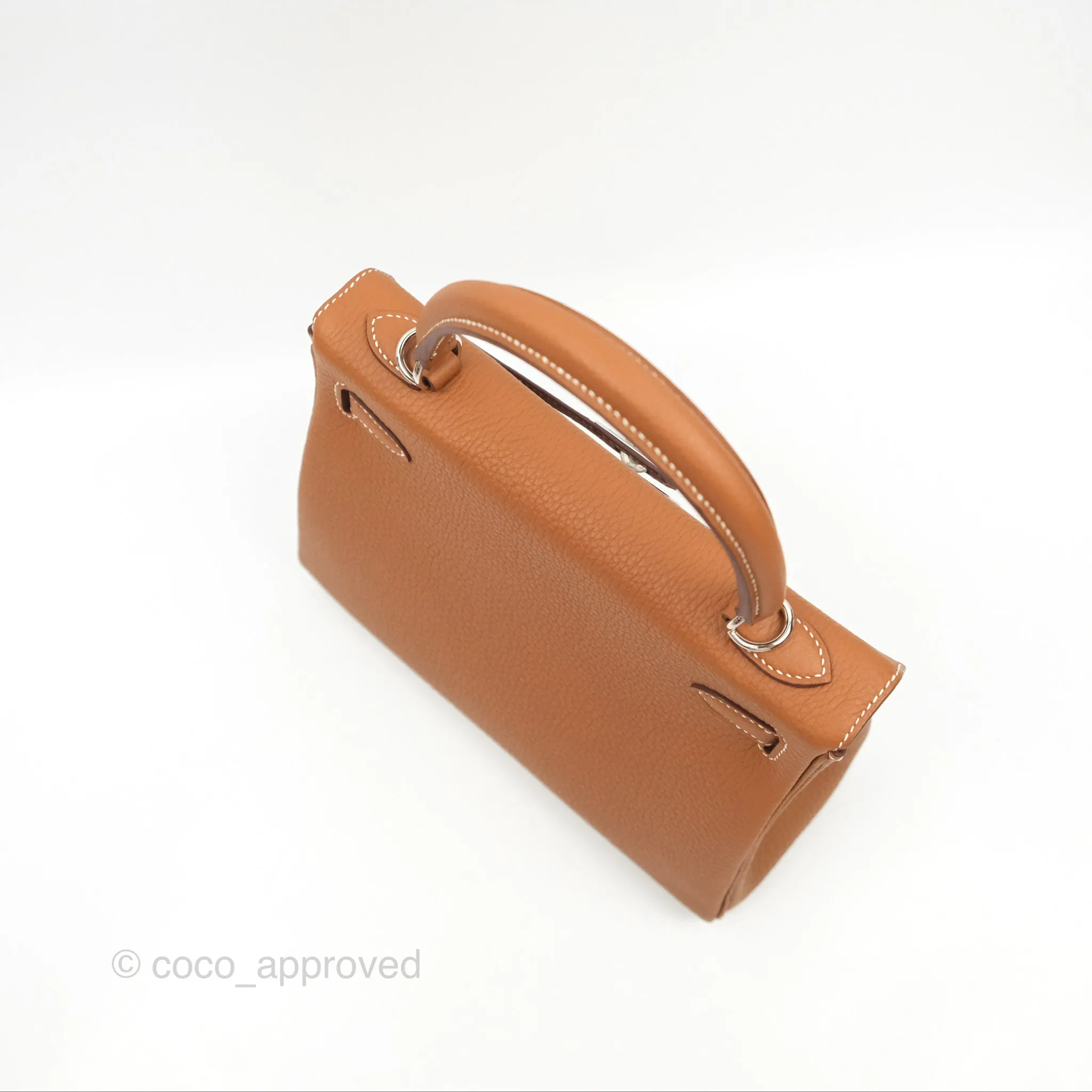 Herms Retourne Kelly 25 Gold Togo Palladium Hardware