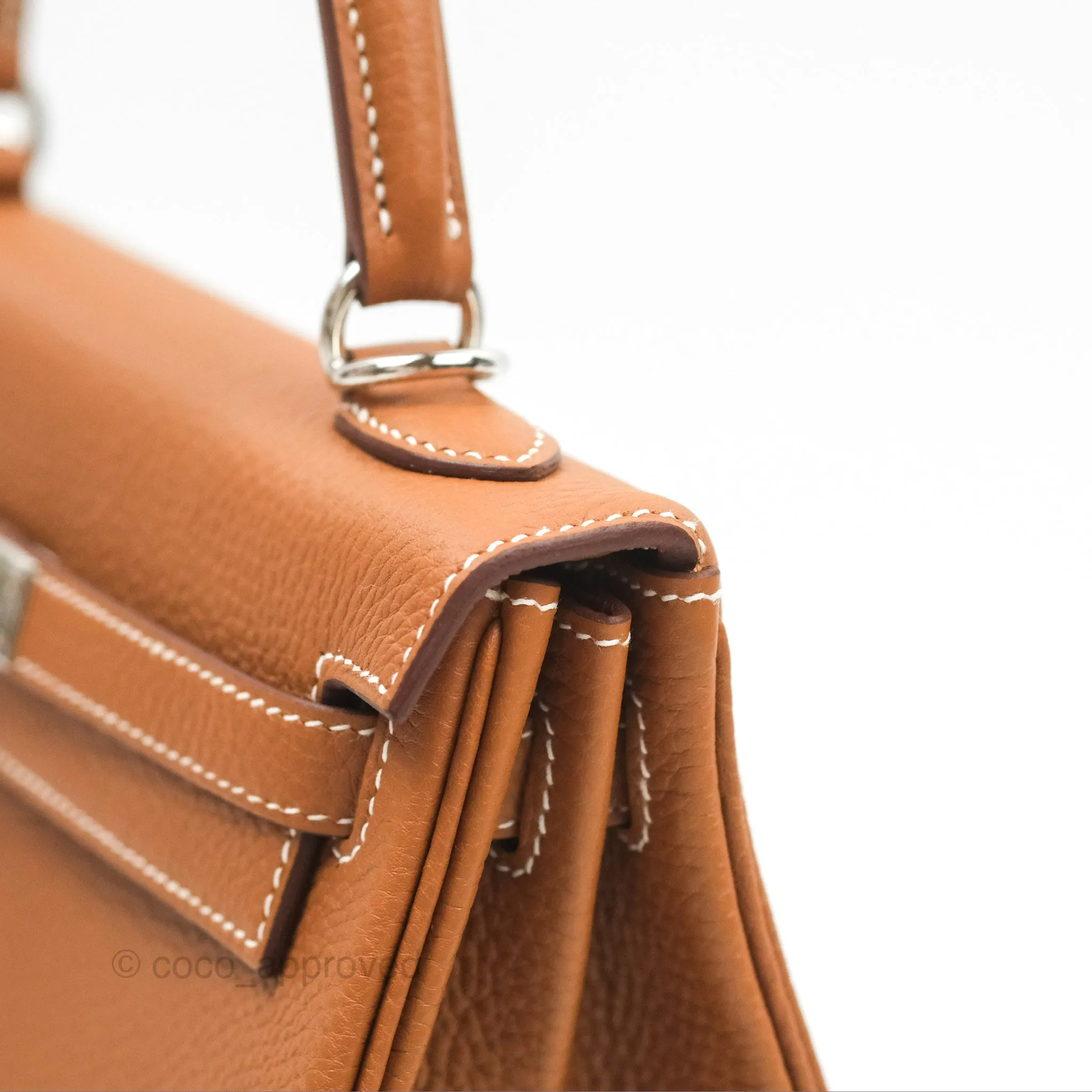 Herms Retourne Kelly 25 Gold Togo Palladium Hardware