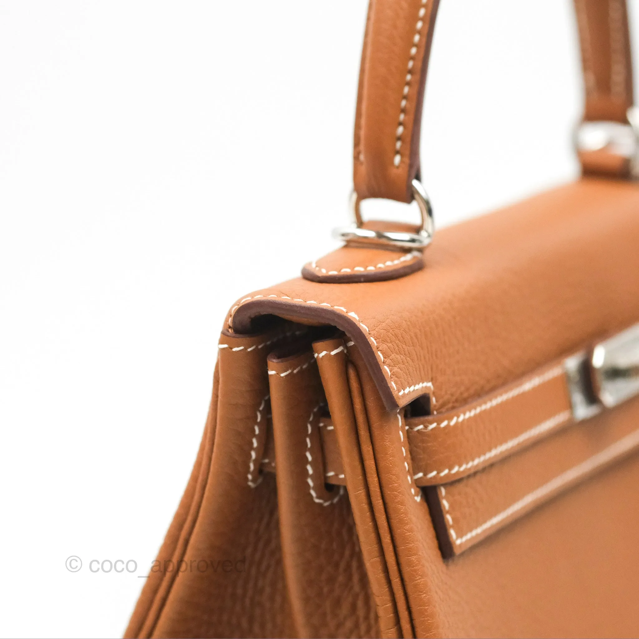 Herms Retourne Kelly 25 Gold Togo Palladium Hardware