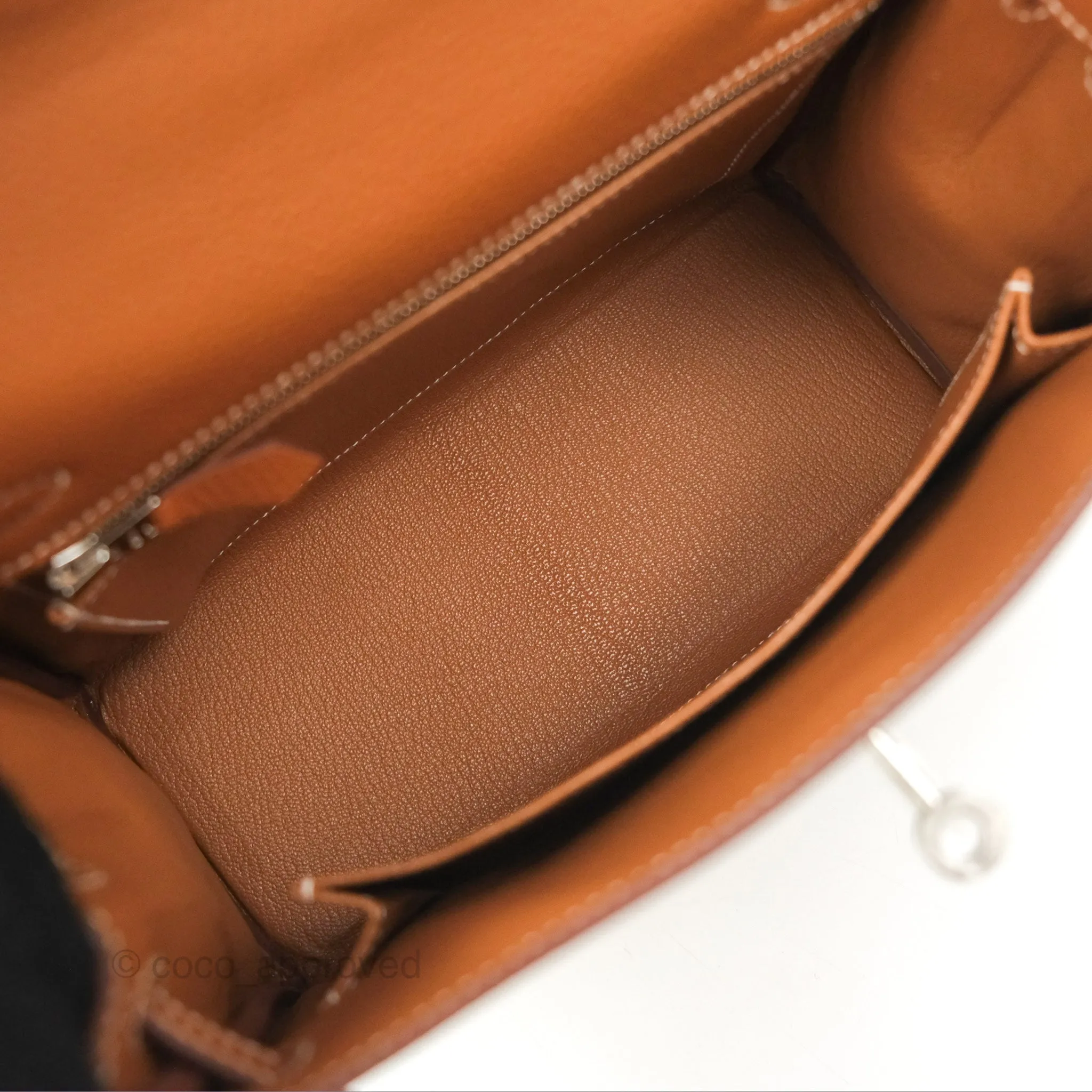 Herms Retourne Kelly 25 Gold Togo Palladium Hardware