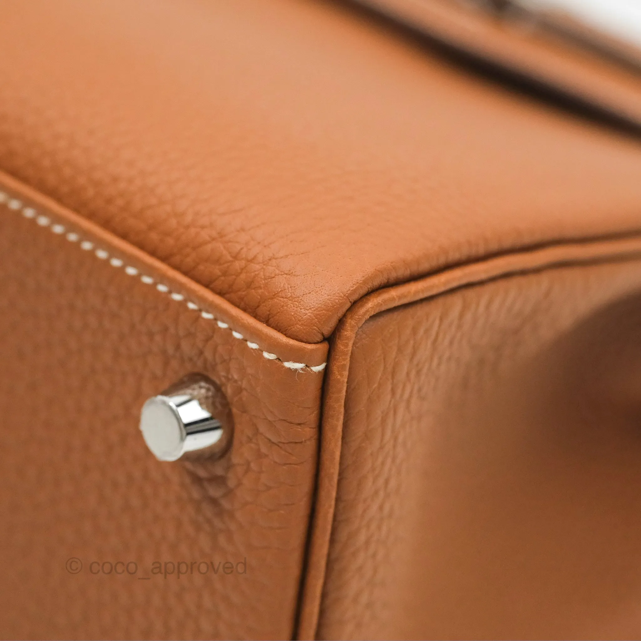 Herms Retourne Kelly 25 Gold Togo Palladium Hardware