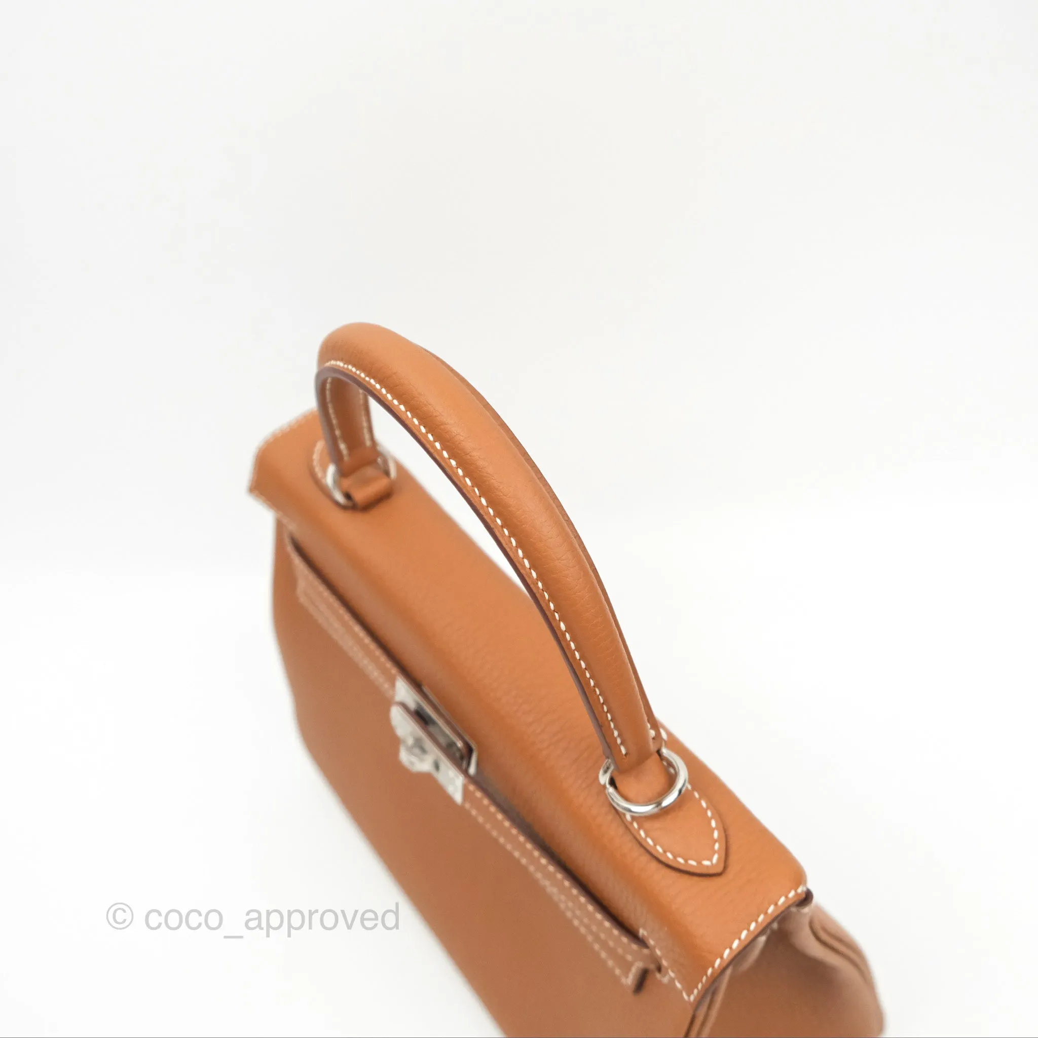 Herms Retourne Kelly 25 Gold Togo Palladium Hardware