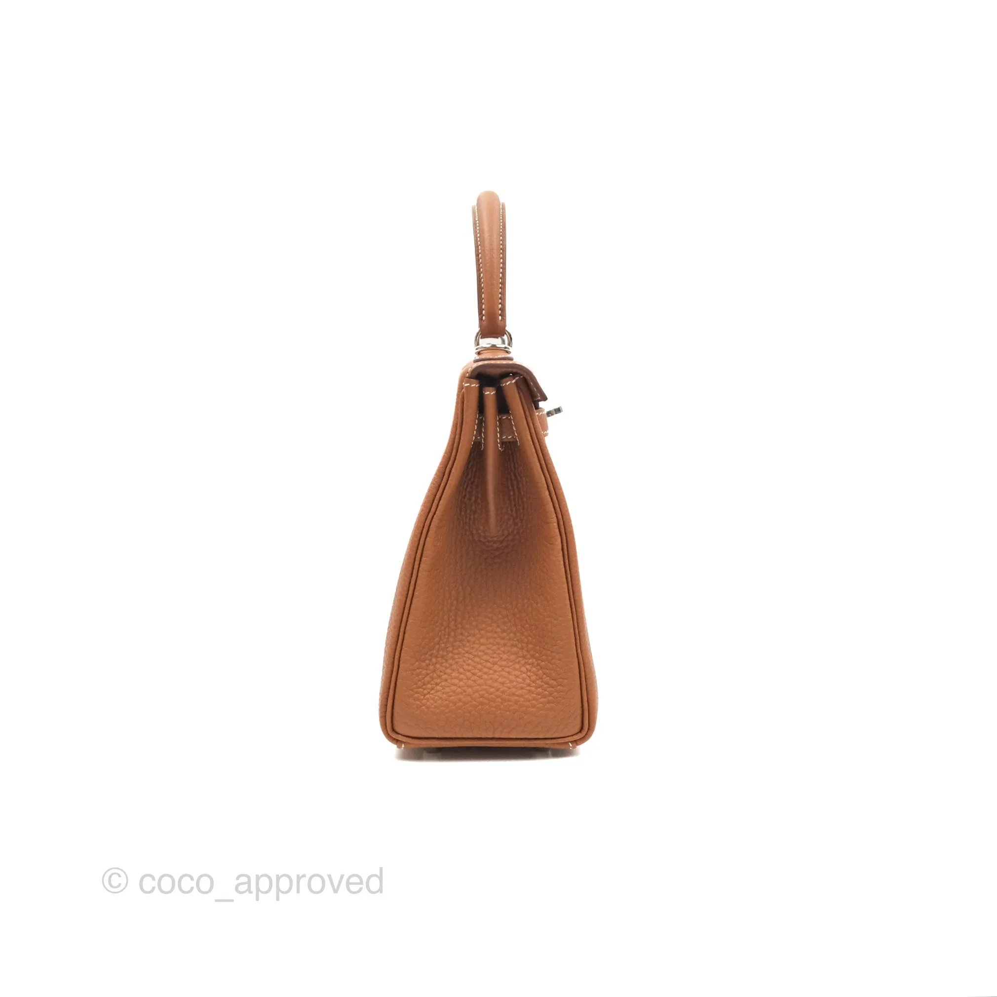 Herms Retourne Kelly 25 Gold Togo Palladium Hardware