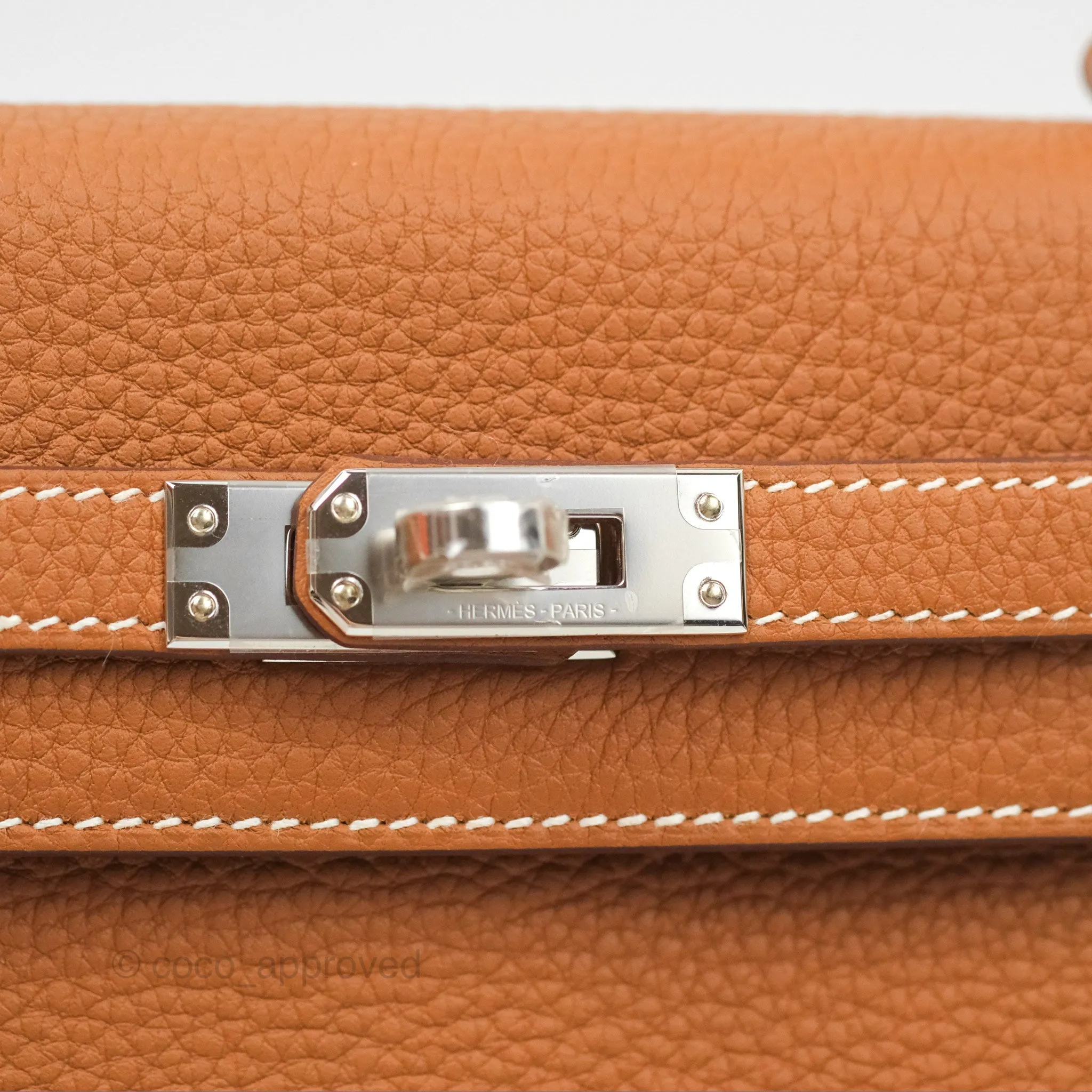 Herms Retourne Kelly 25 Gold Togo Palladium Hardware