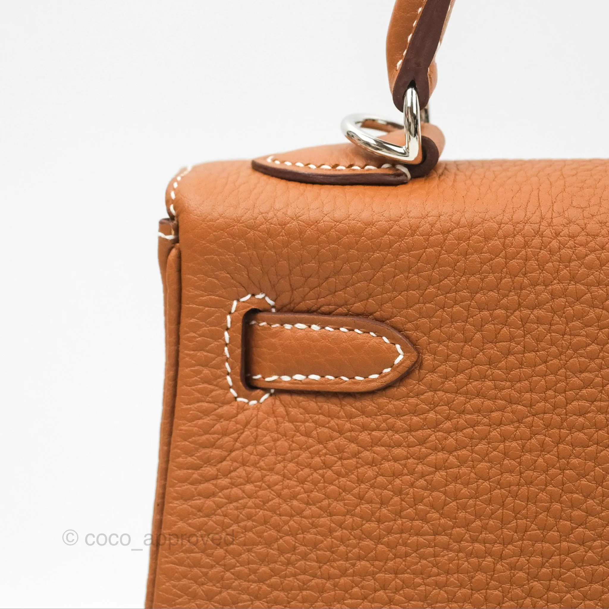 Herms Retourne Kelly 25 Gold Togo Palladium Hardware