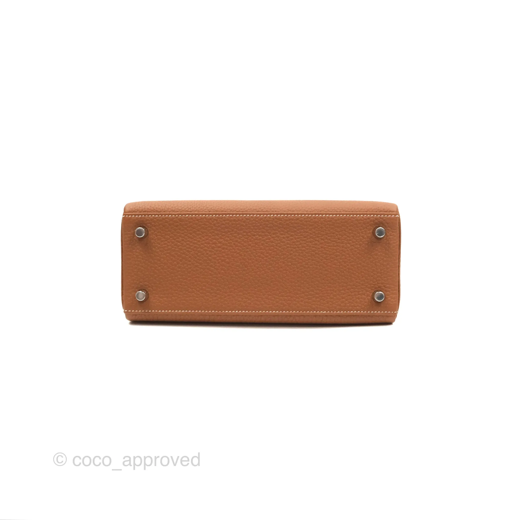 Herms Retourne Kelly 25 Gold Togo Palladium Hardware