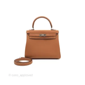 Herms Retourne Kelly 25 Gold Togo Palladium Hardware