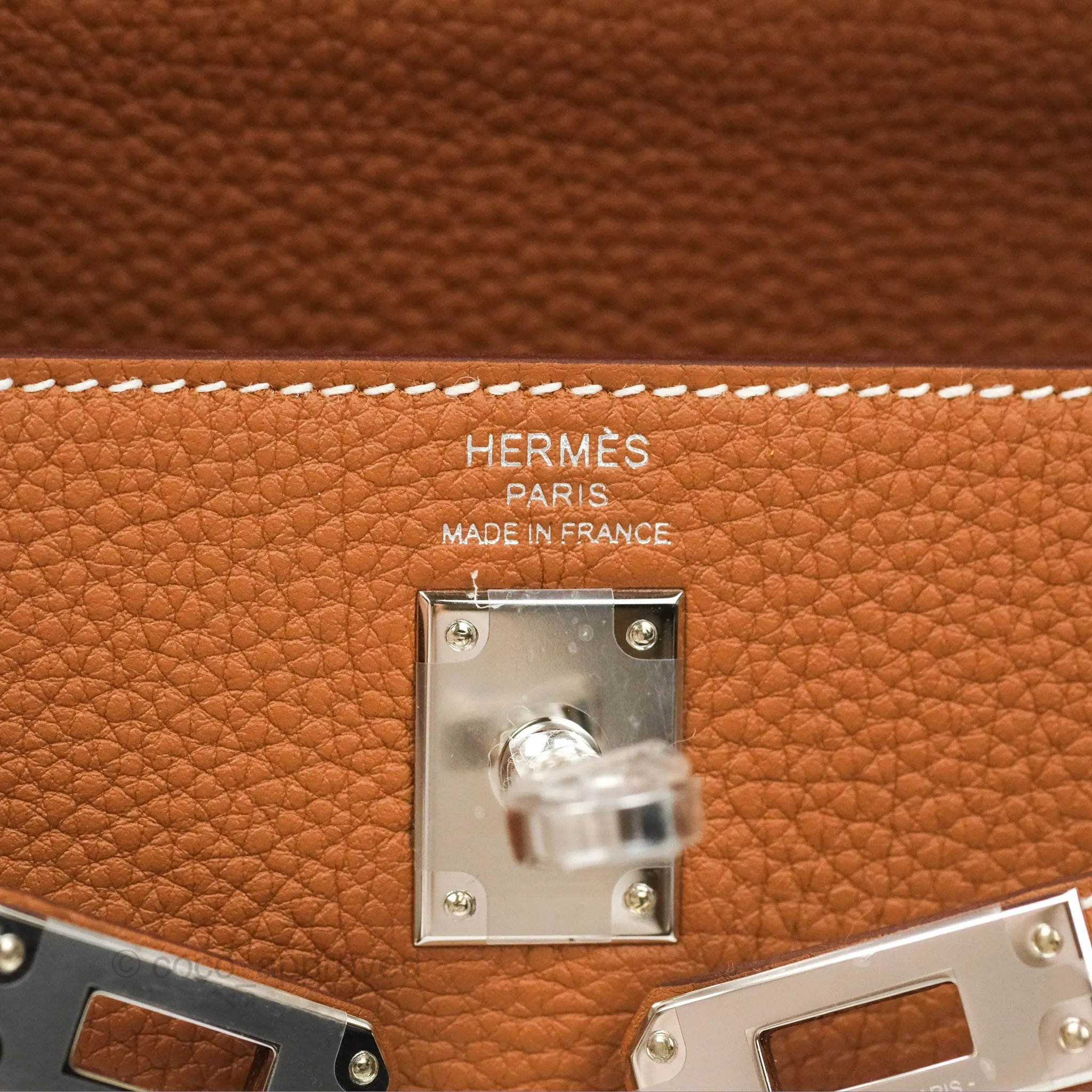 Herms Retourne Kelly 25 Gold Togo Palladium Hardware