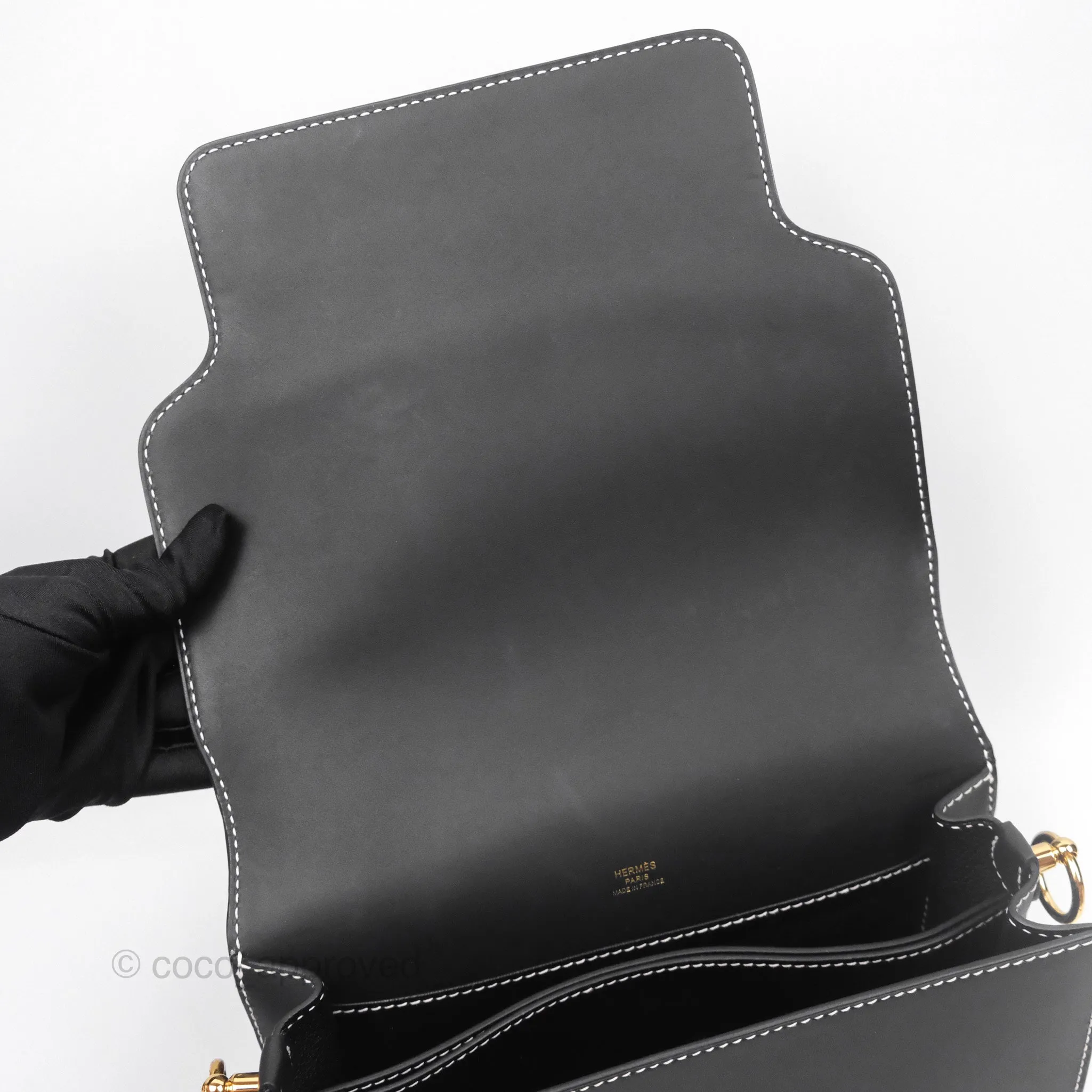 Herms Roulis 23 Noir 89 Sombrero Gold Hardware