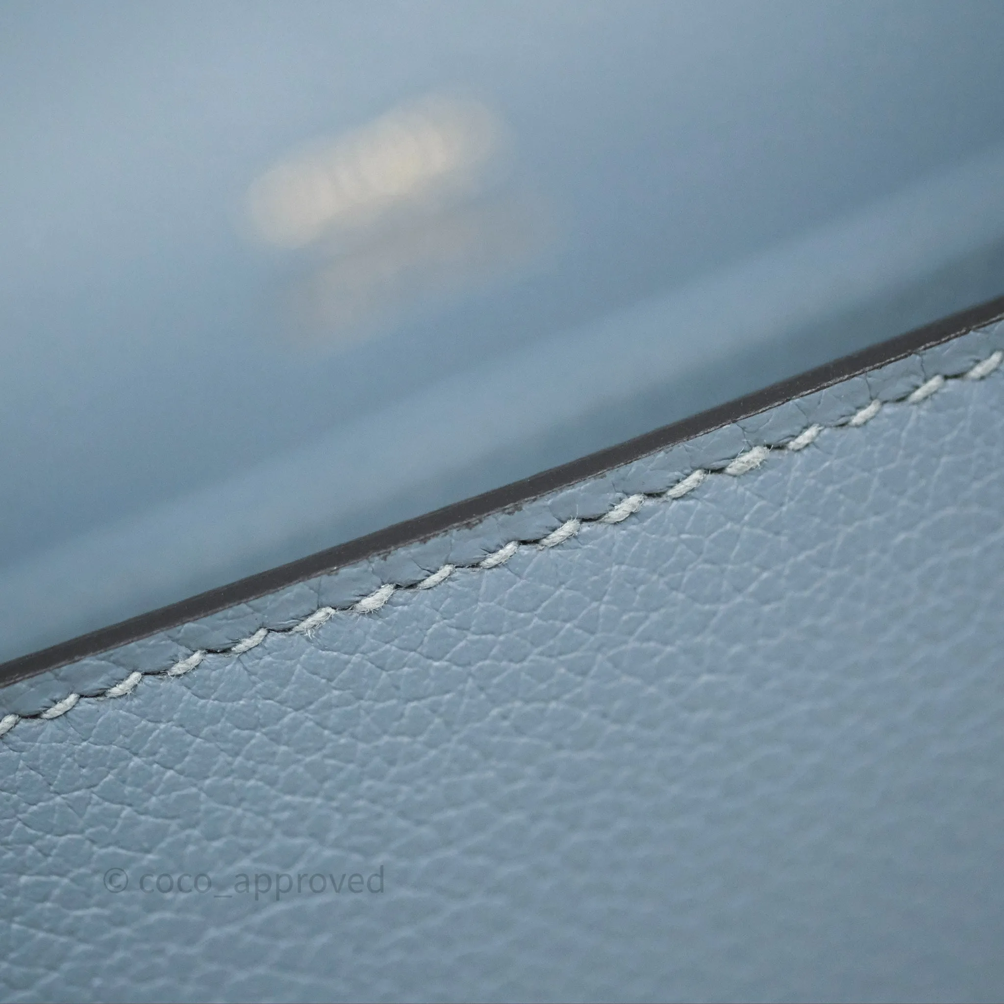 Herms Roulis Mini 18 Bleu Lin J7 Evercolour Gold Hardware