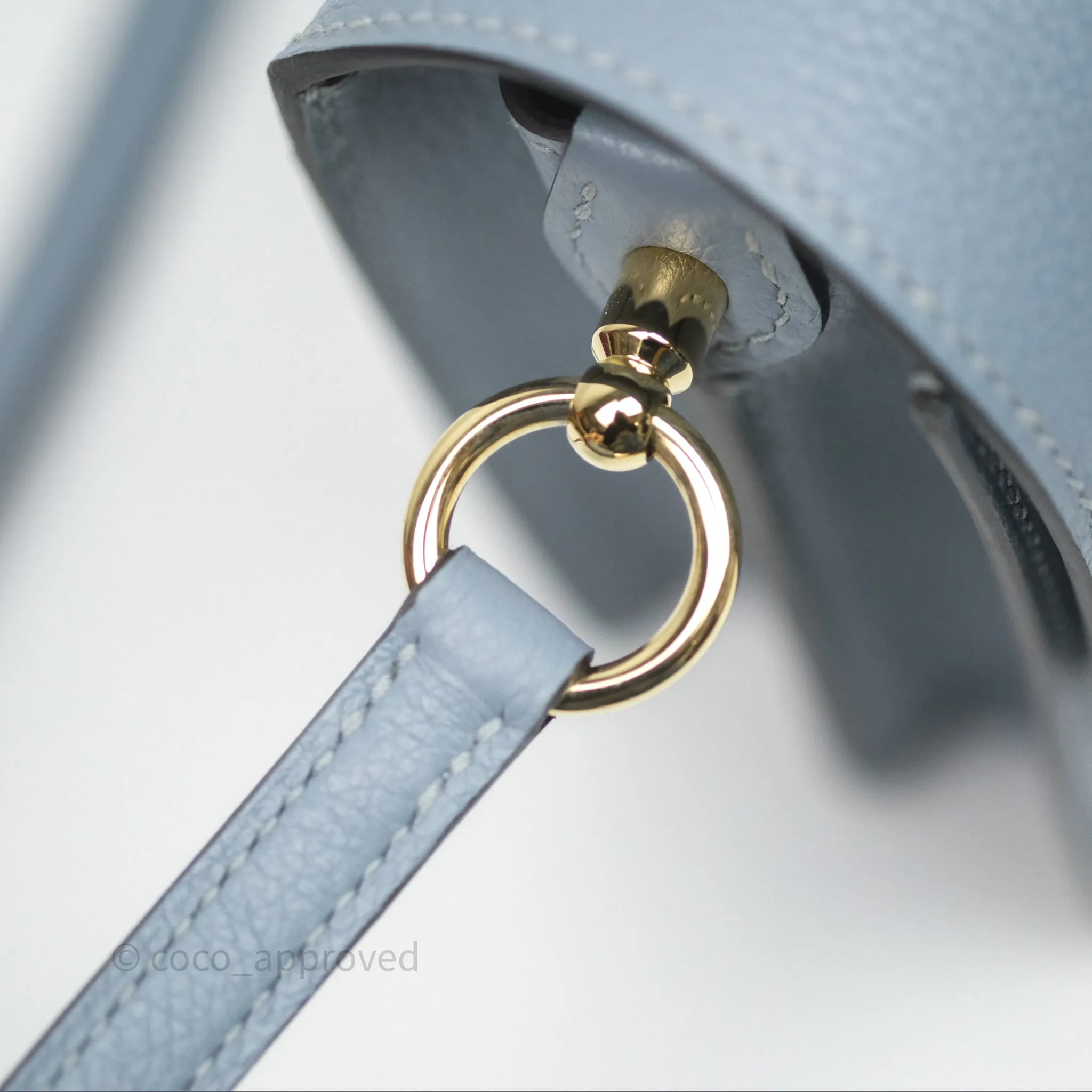 Herms Roulis Mini 18 Bleu Lin J7 Evercolour Gold Hardware