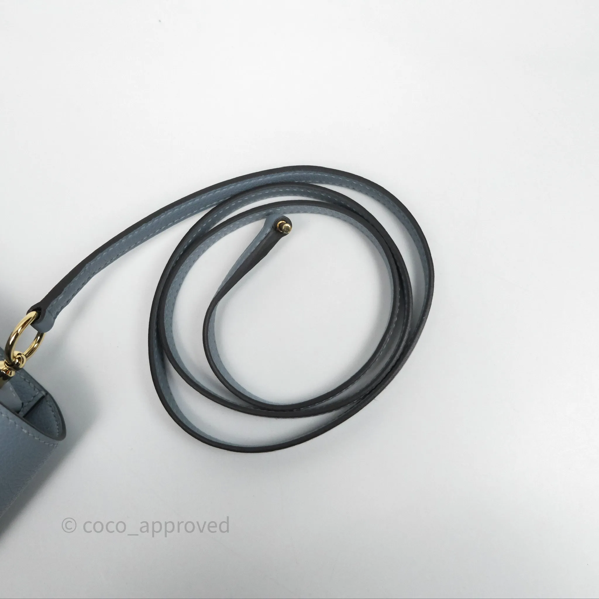 Herms Roulis Mini 18 Bleu Lin J7 Evercolour Gold Hardware