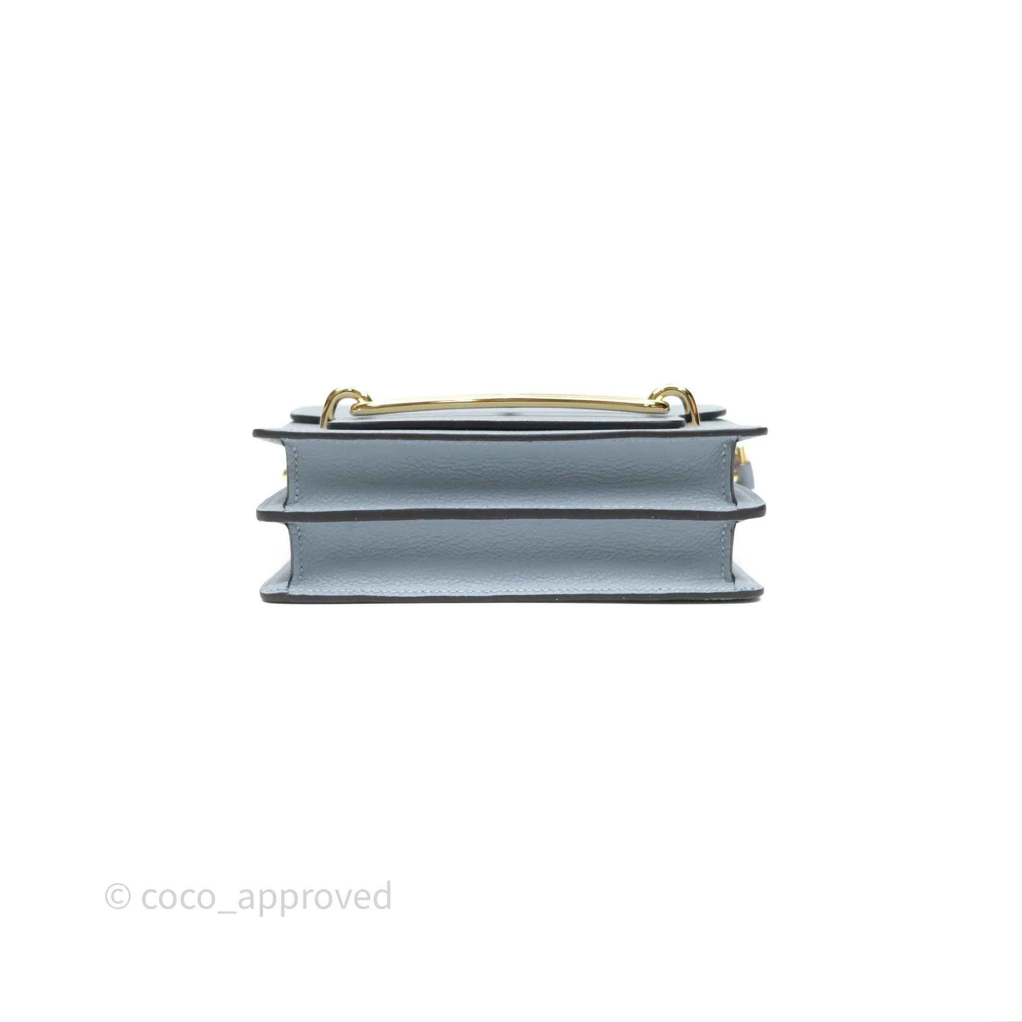 Herms Roulis Mini 18 Bleu Lin J7 Evercolour Gold Hardware