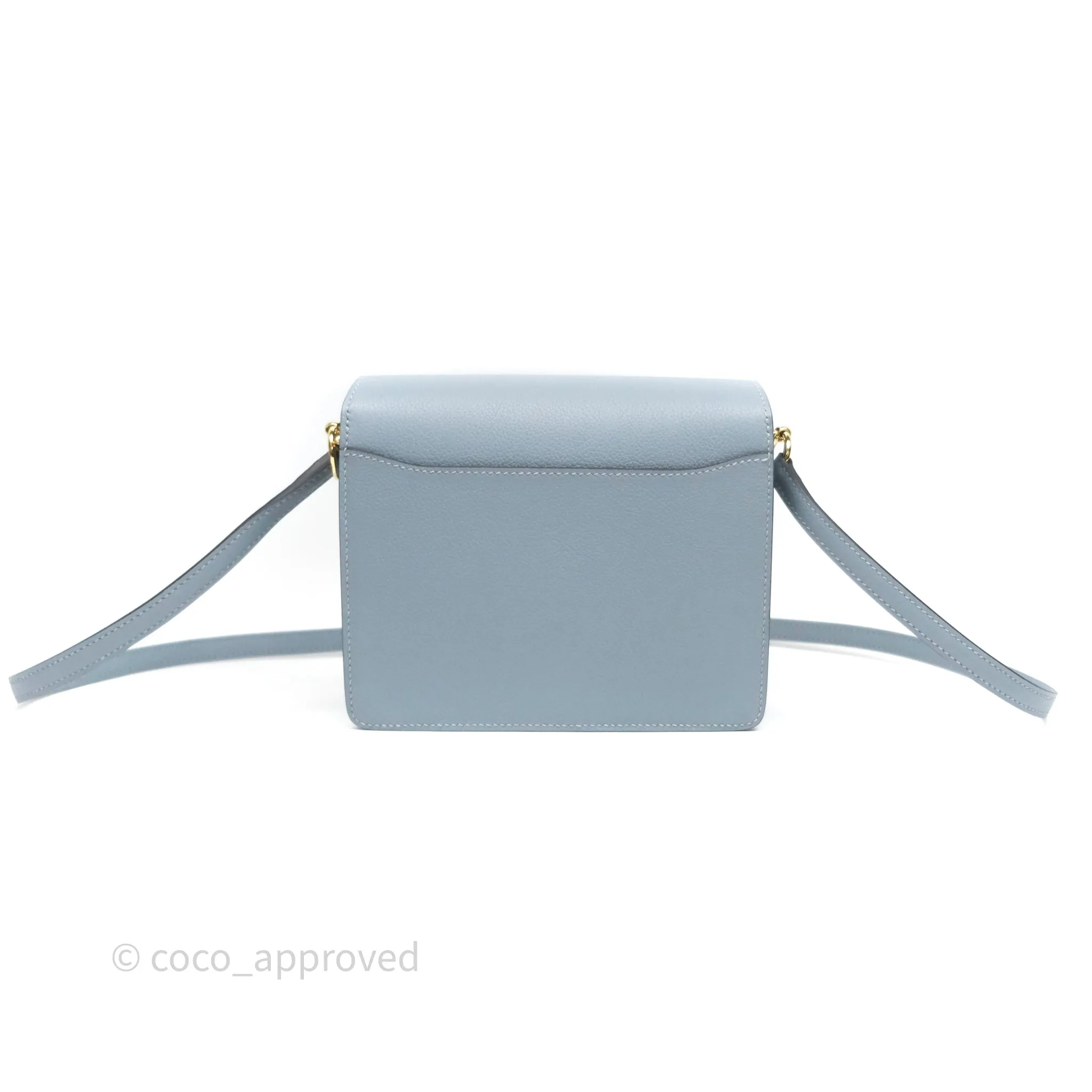 Herms Roulis Mini 18 Bleu Lin J7 Evercolour Gold Hardware